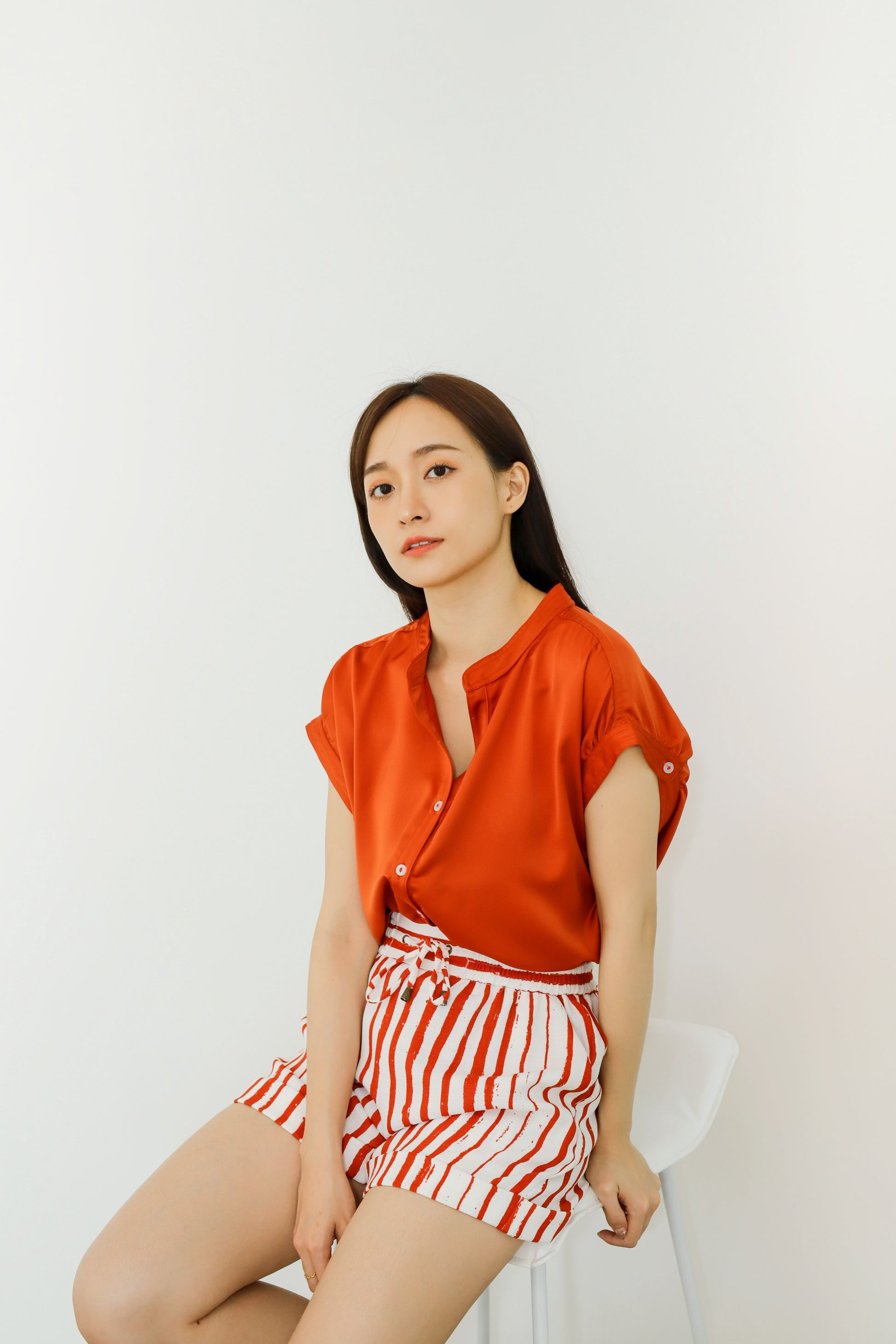 Ember Satin Blouse - Orange