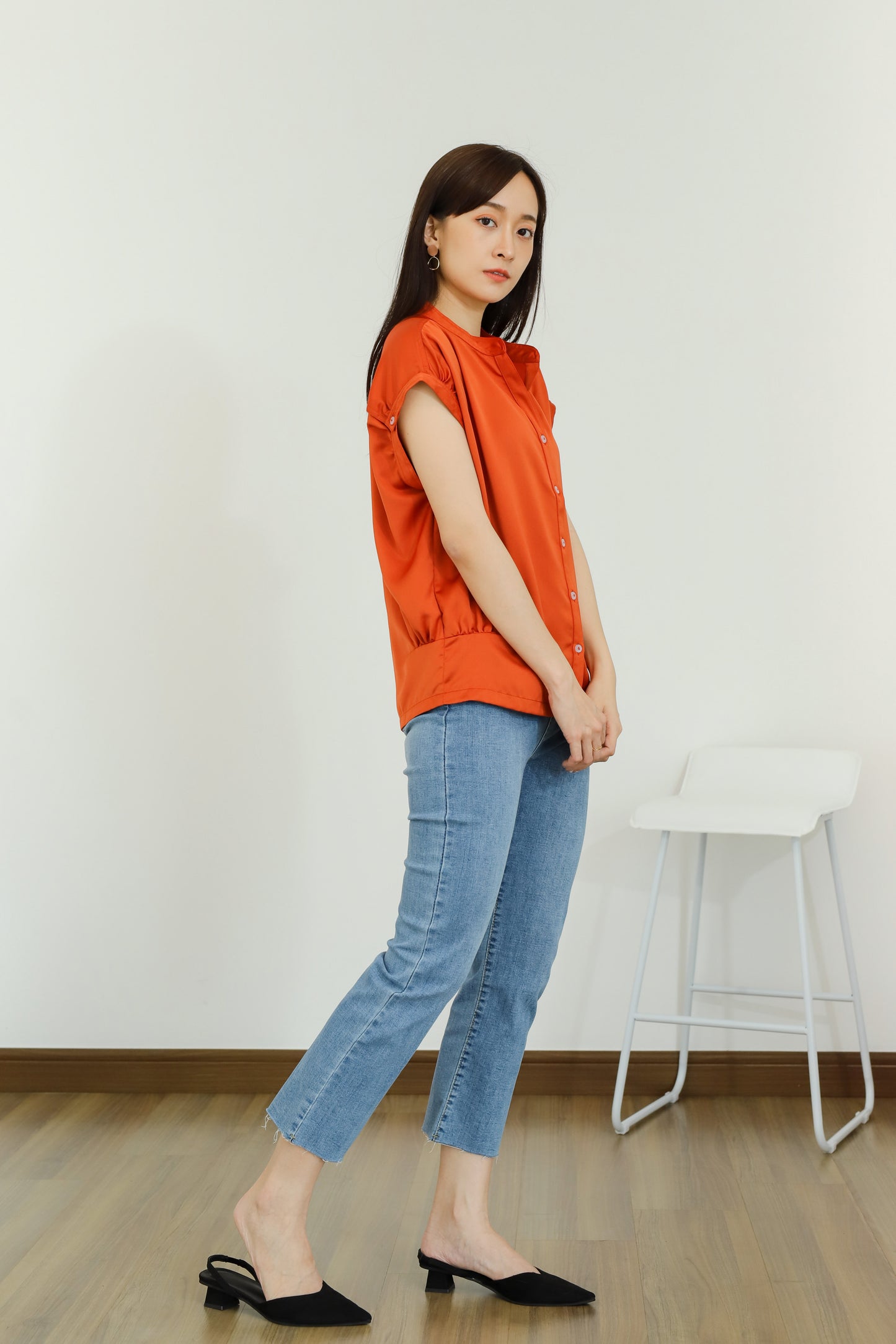 Ember Satin Blouse - Orange
