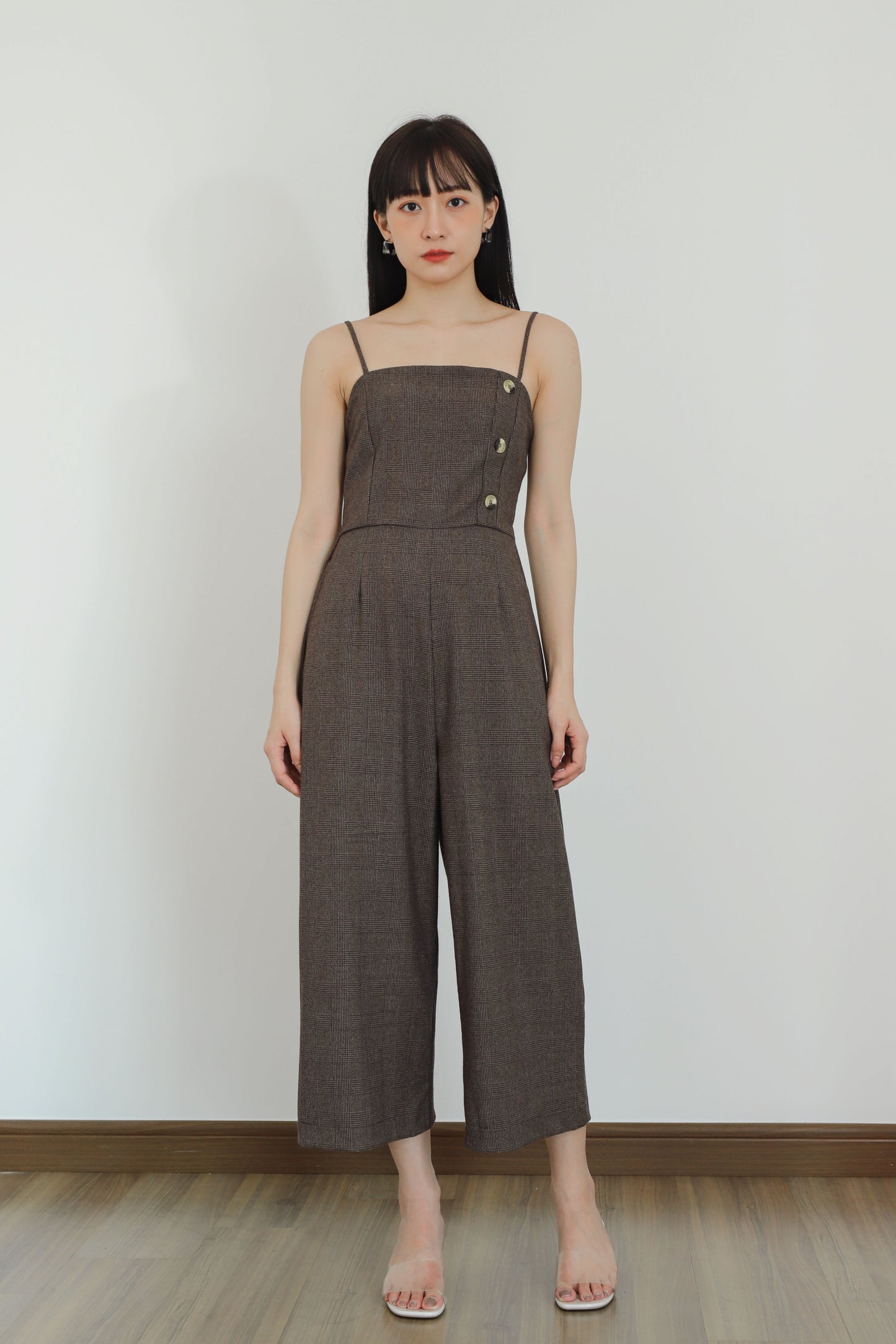 Aubrieta Glen Check Jumpsuit - Brown