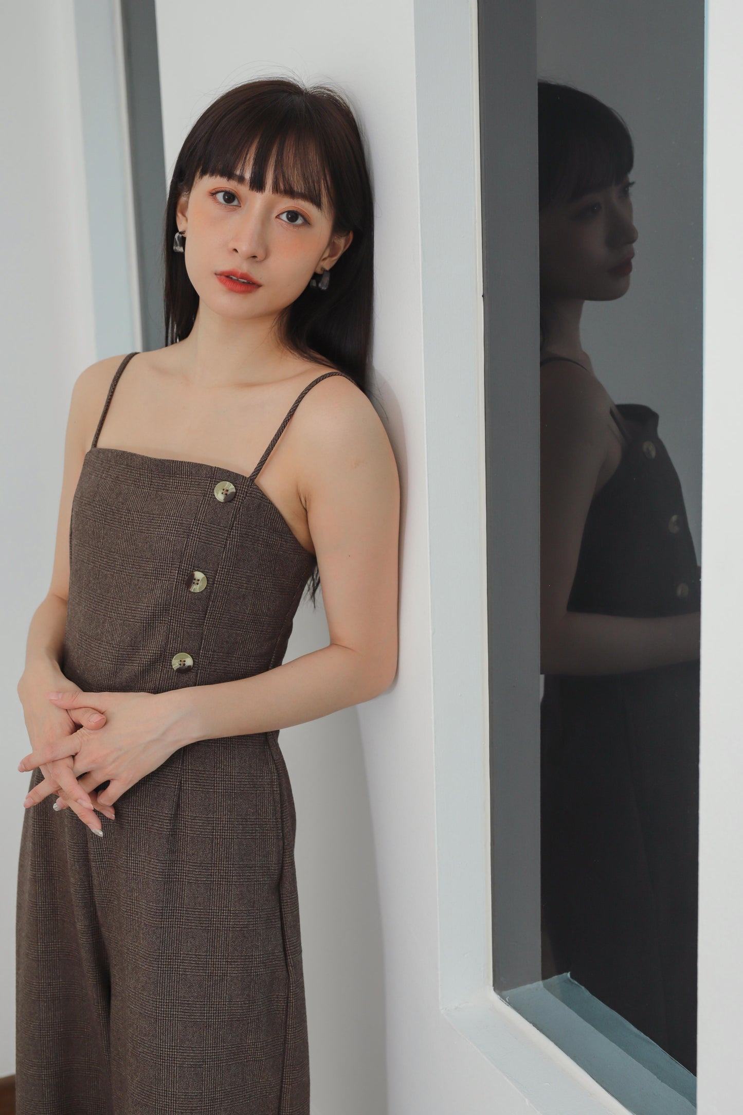 Aubrieta Glen Check Jumpsuit - Brown