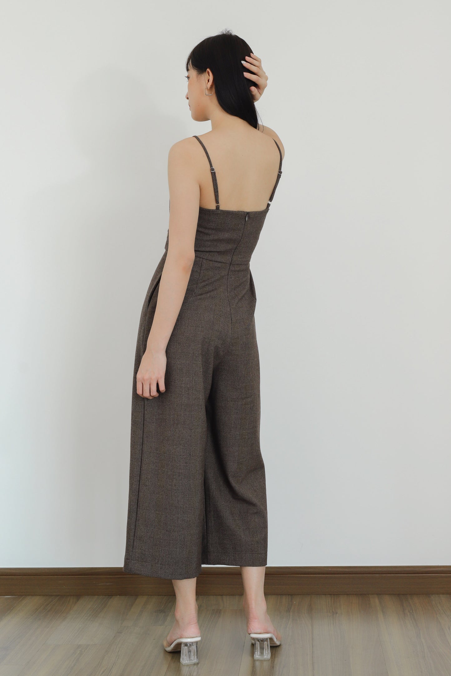 Aubrieta Glen Check Jumpsuit - Brown