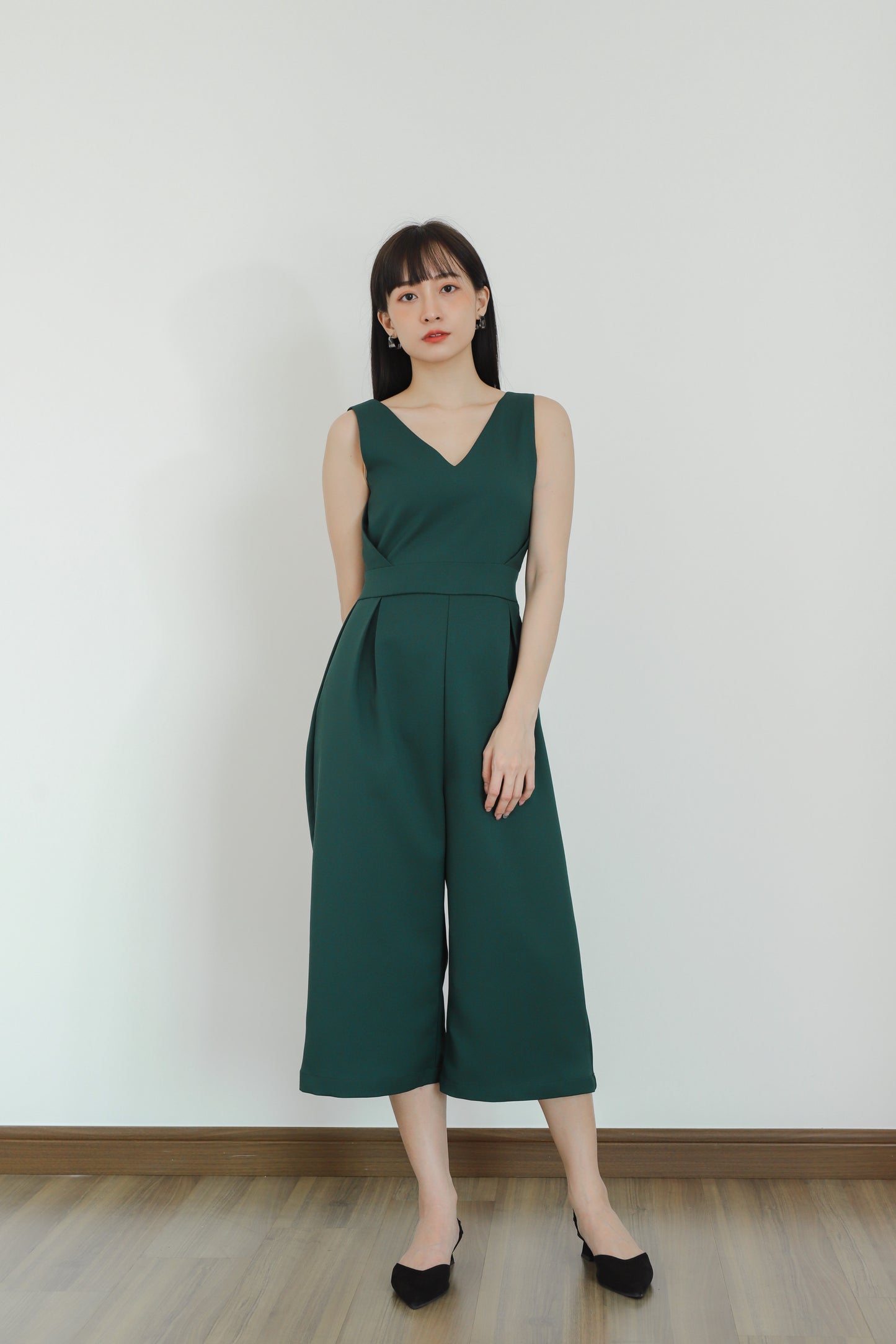 Astilba V-Neck Jumpsuit - Emerald
