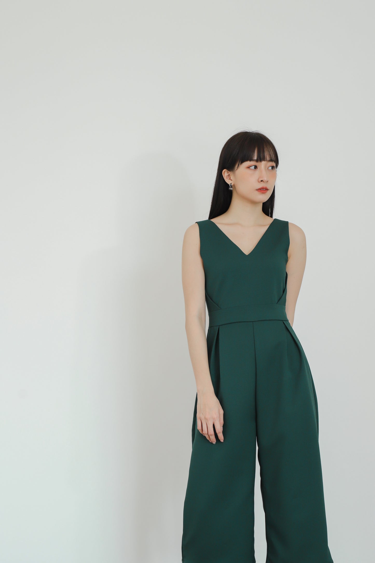 Astilba V-Neck Jumpsuit - Emerald