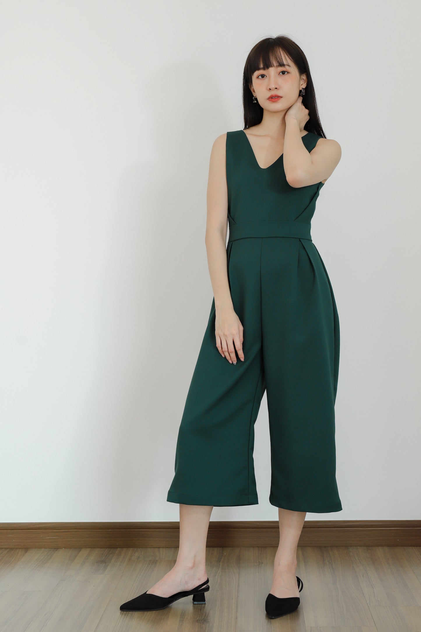 Astilba V-Neck Jumpsuit - Emerald