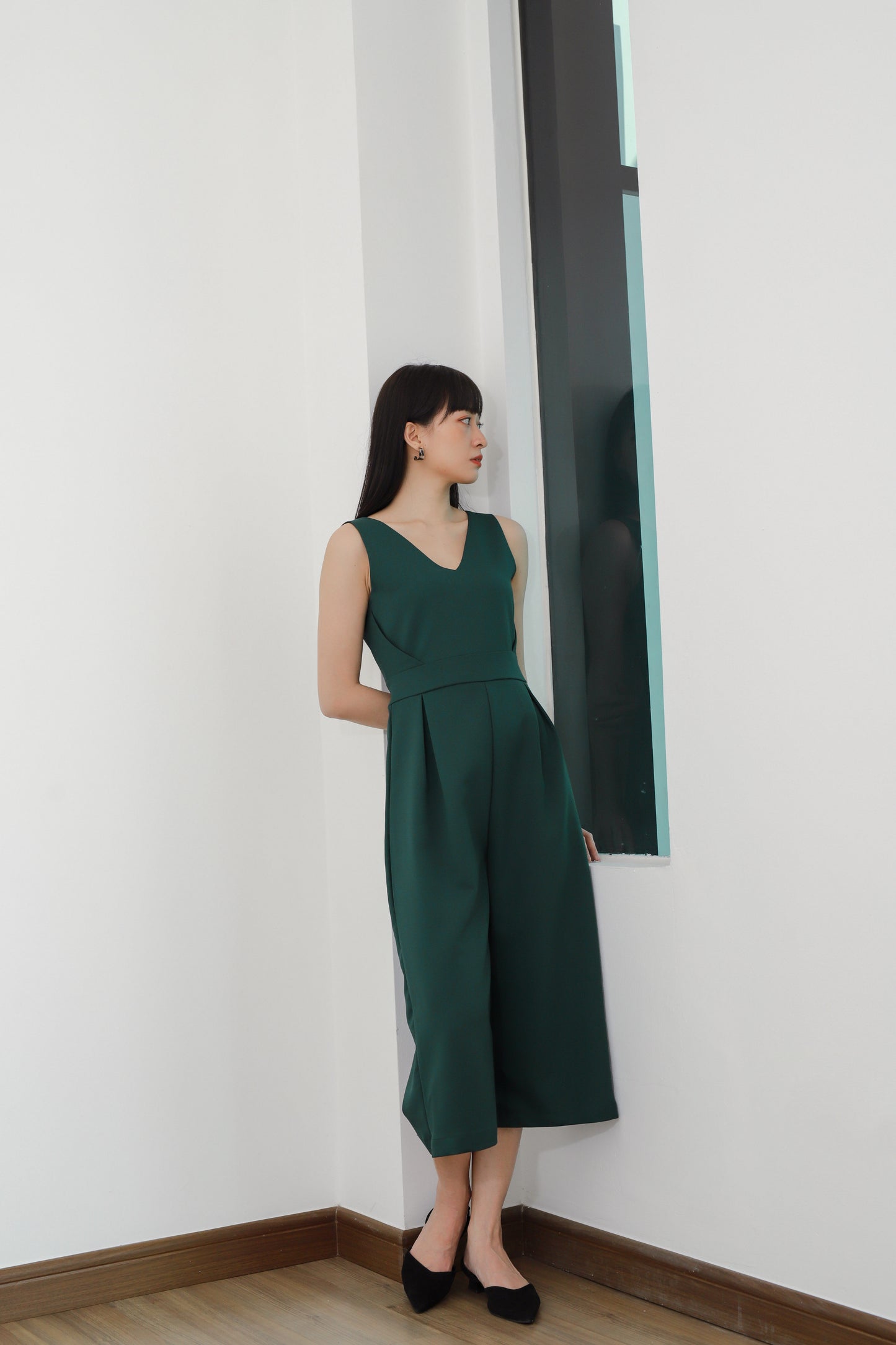 Astilba V-Neck Jumpsuit - Emerald