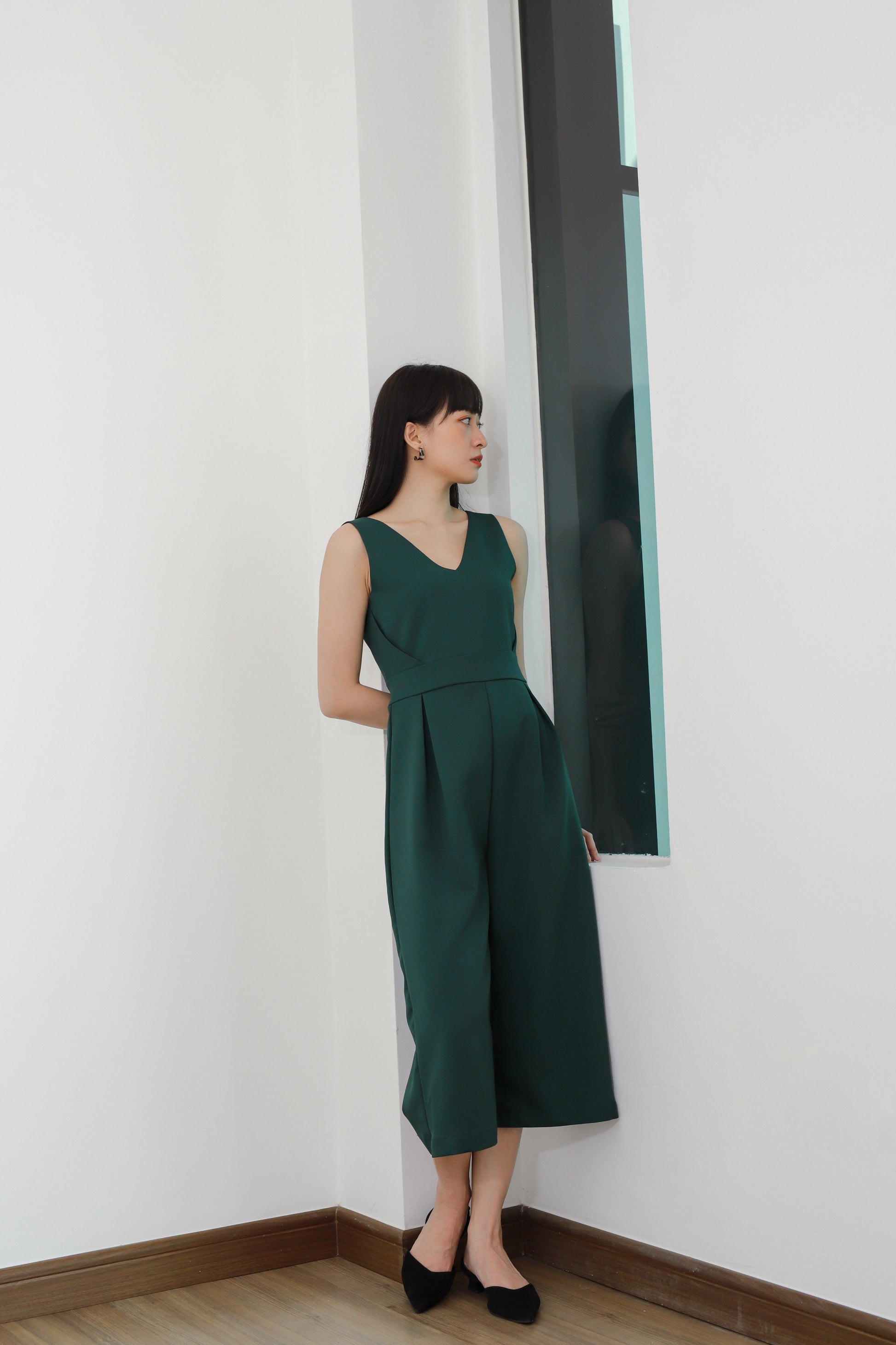 Astilba V-Neck Jumpsuit - Emerald
