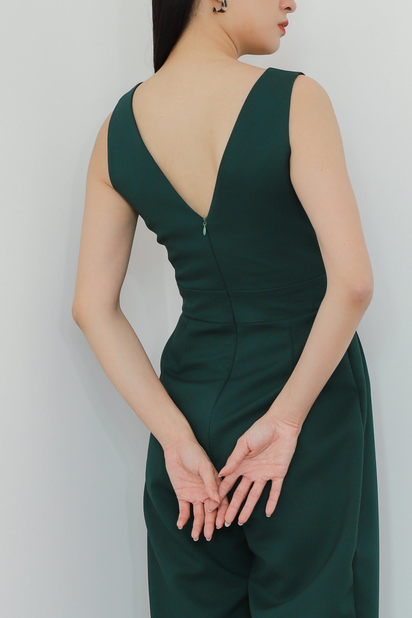 Astilba V-Neck Jumpsuit - Emerald
