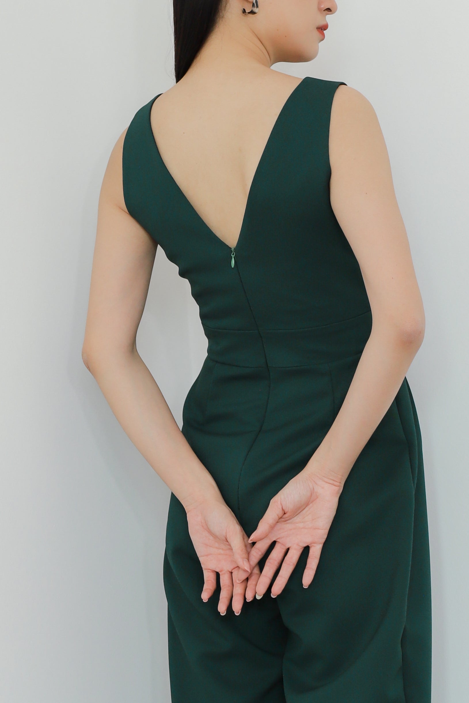 Astilba V-Neck Jumpsuit - Emerald