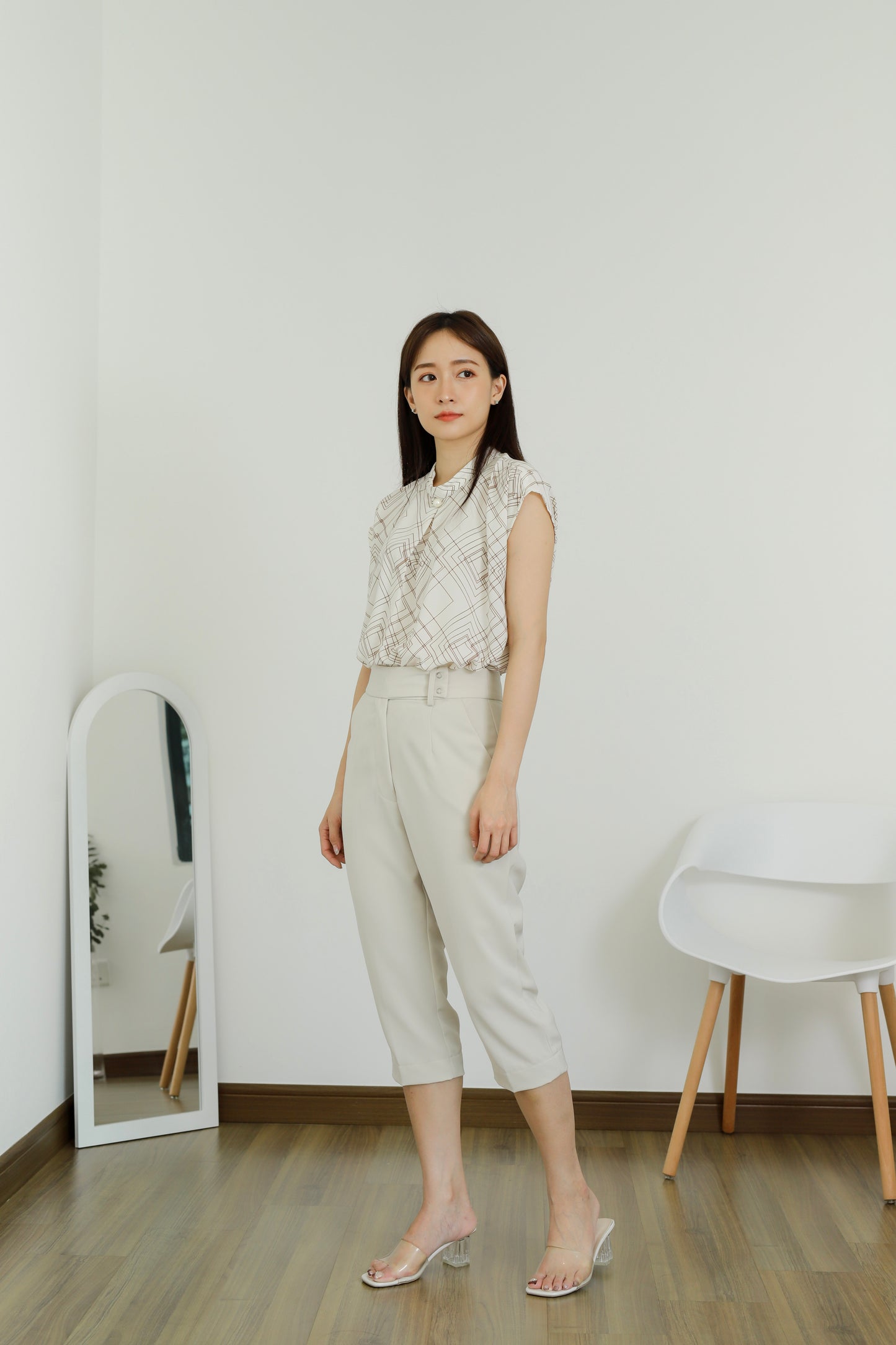 Loretta Snap Button Trouser - Almond