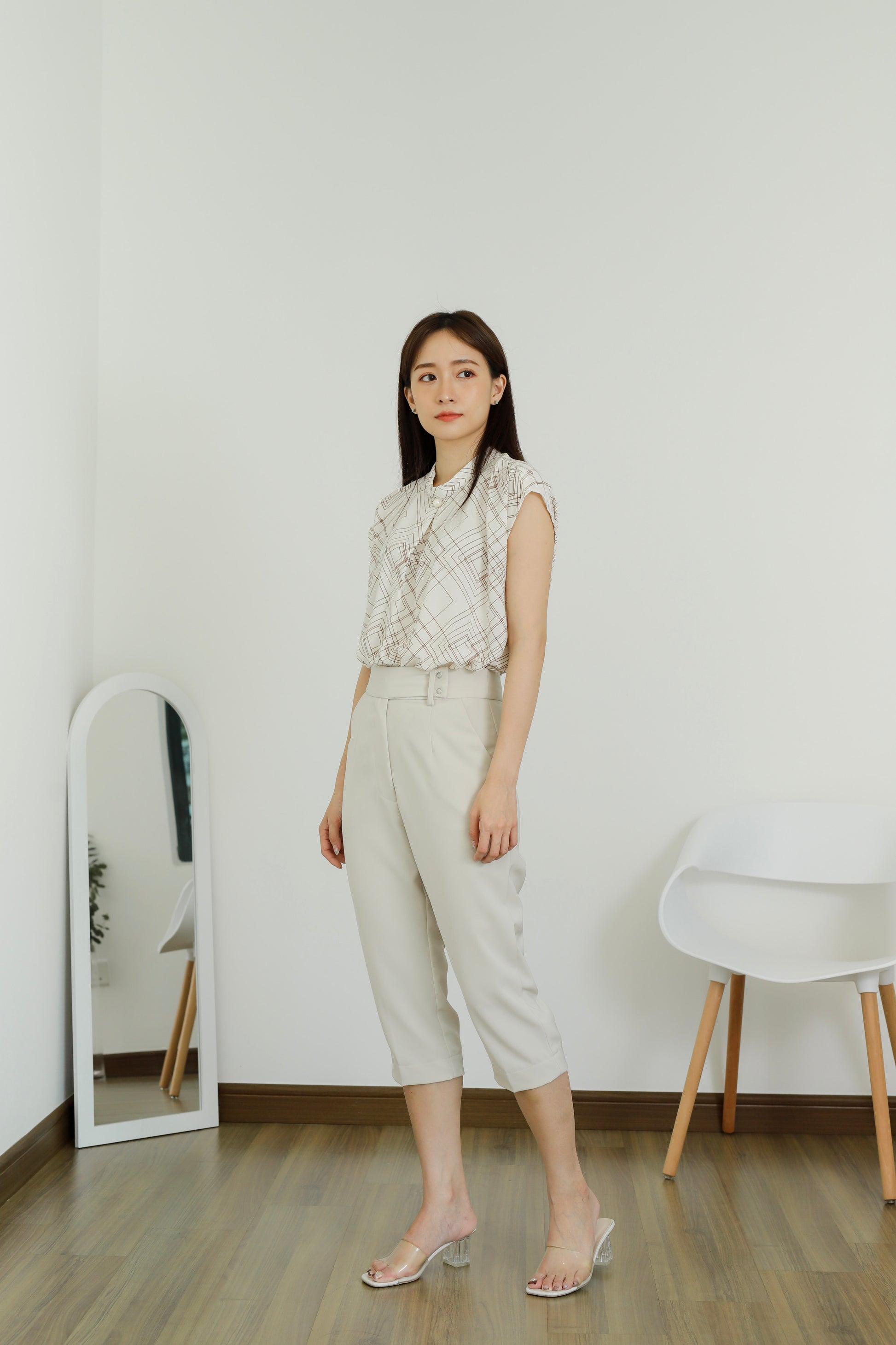 Estelle Abstract Print Top - Ivory