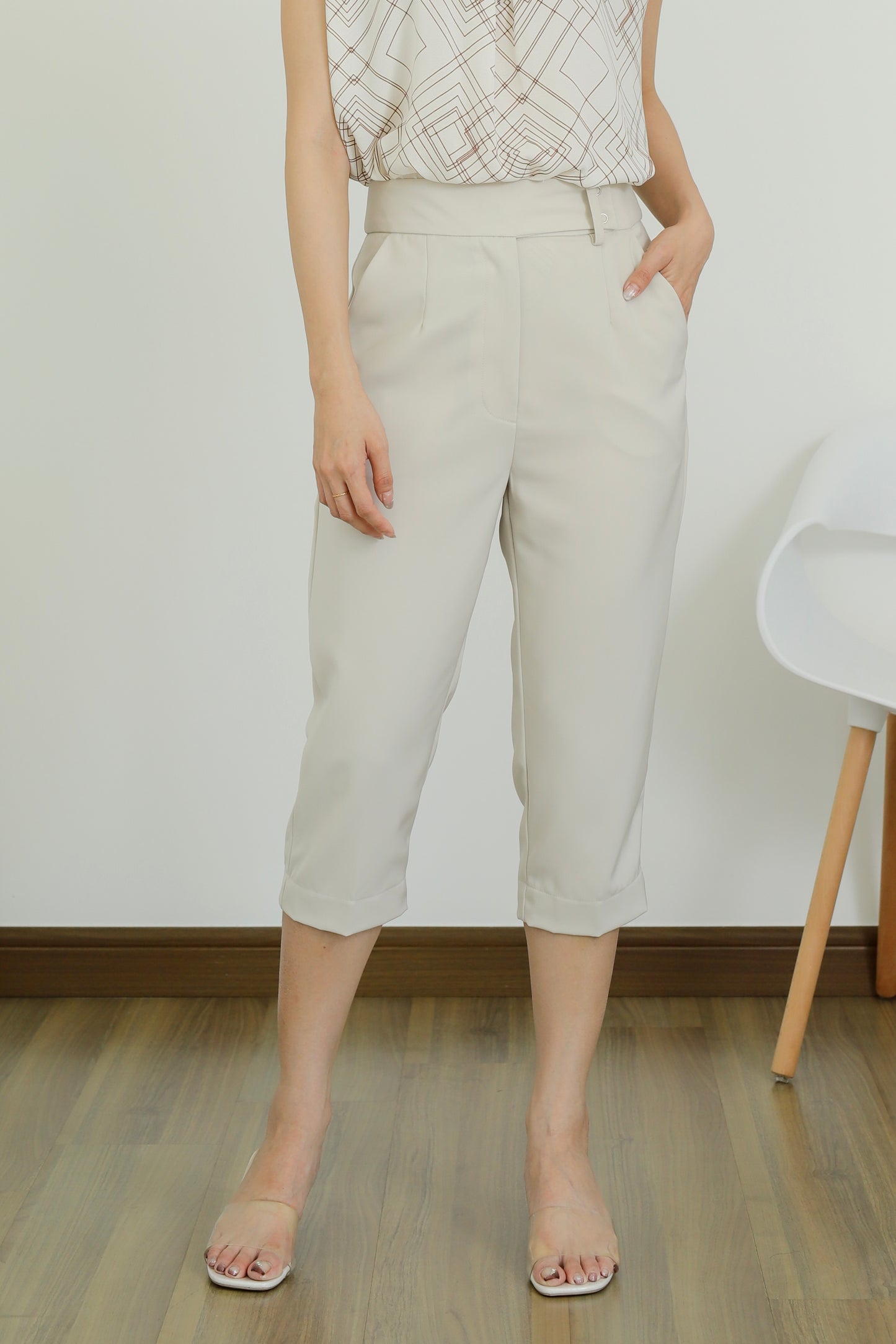 Loretta Snap Button Trouser - Almond