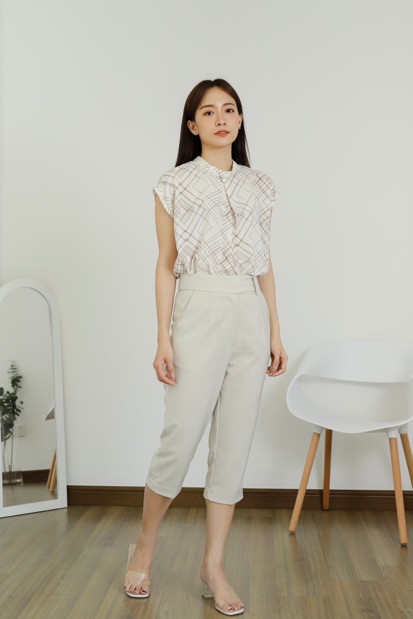 Estelle Abstract Print Top - Ivory