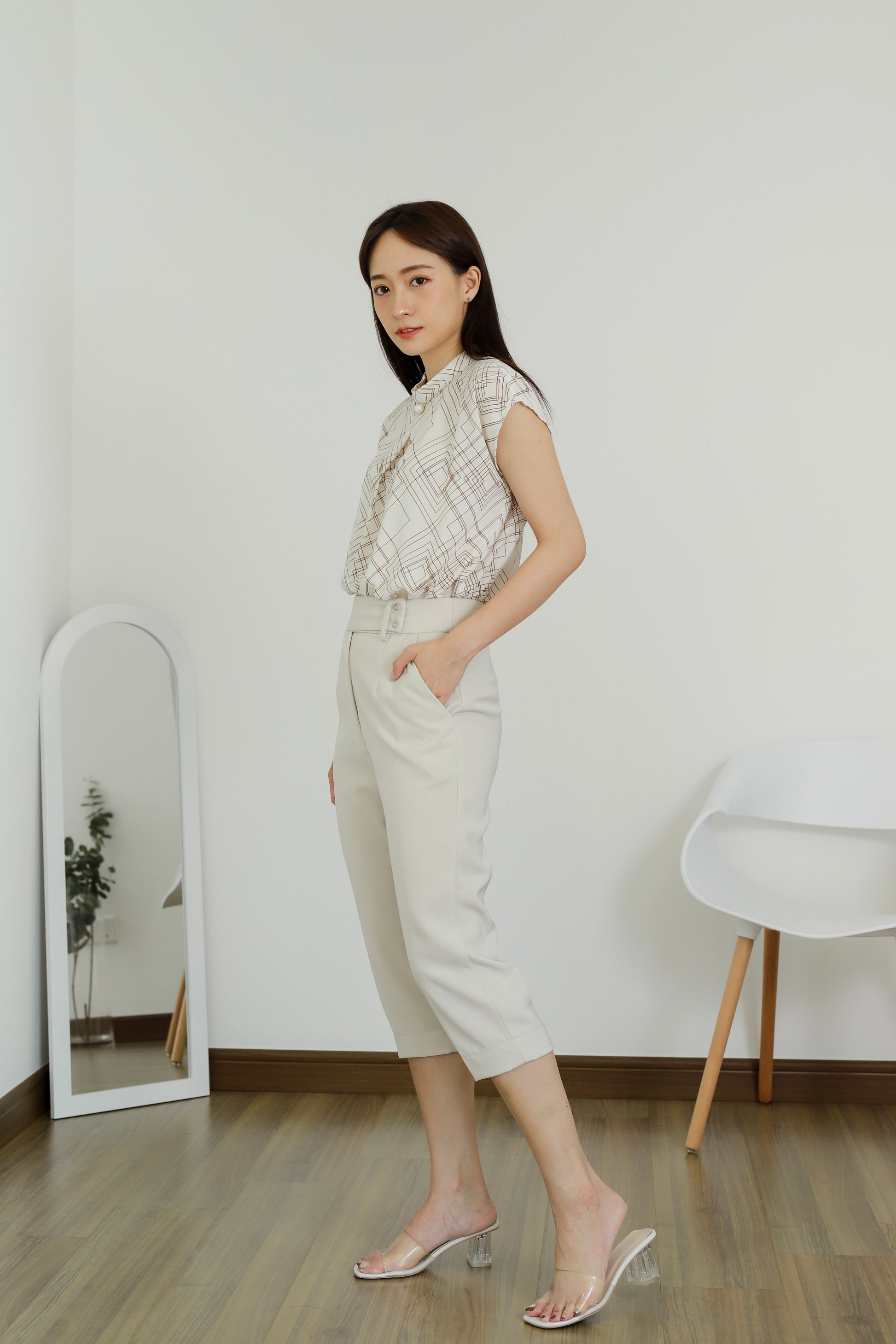 Estelle Abstract Print Top - Ivory