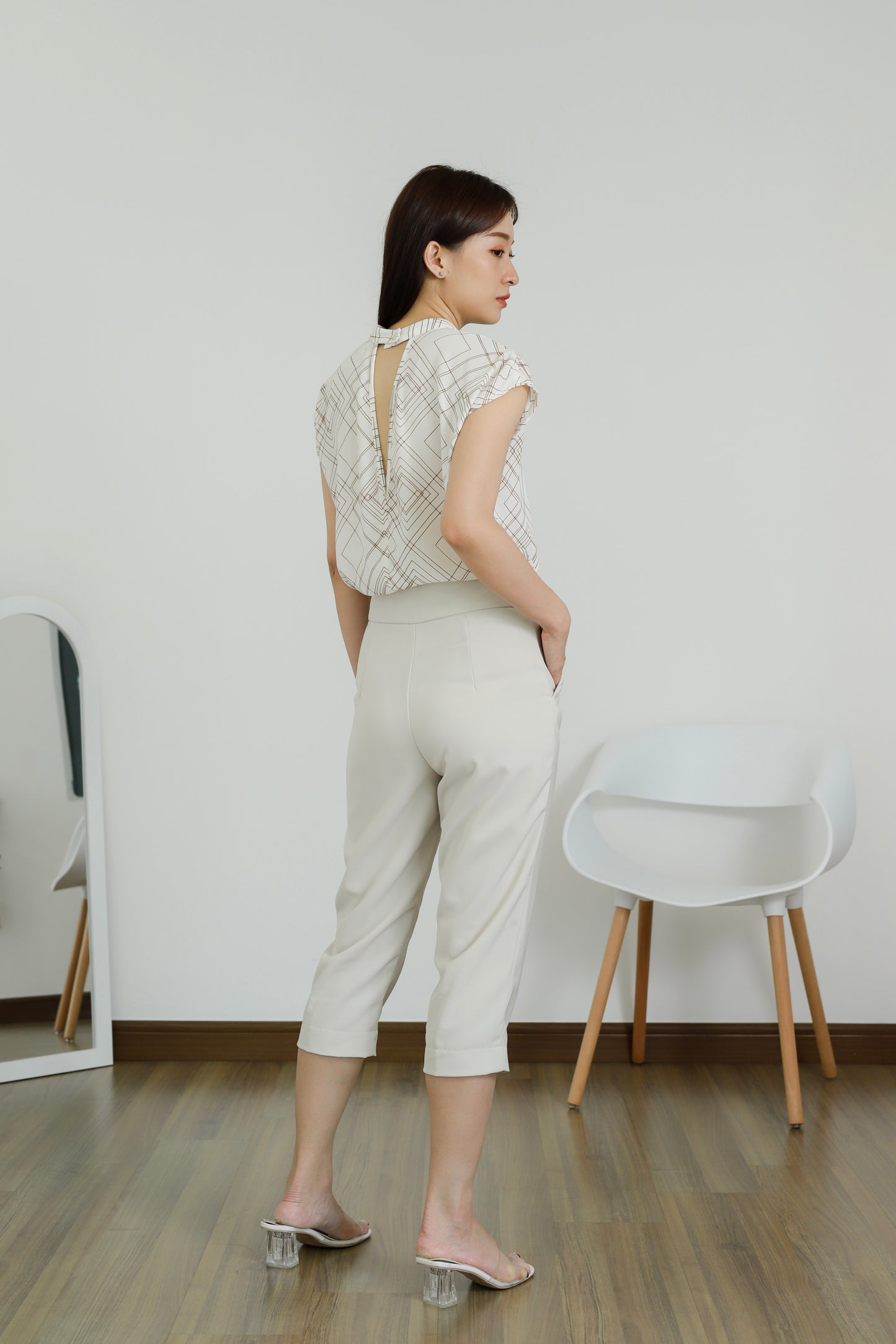 Loretta Snap Button Trouser - Almond