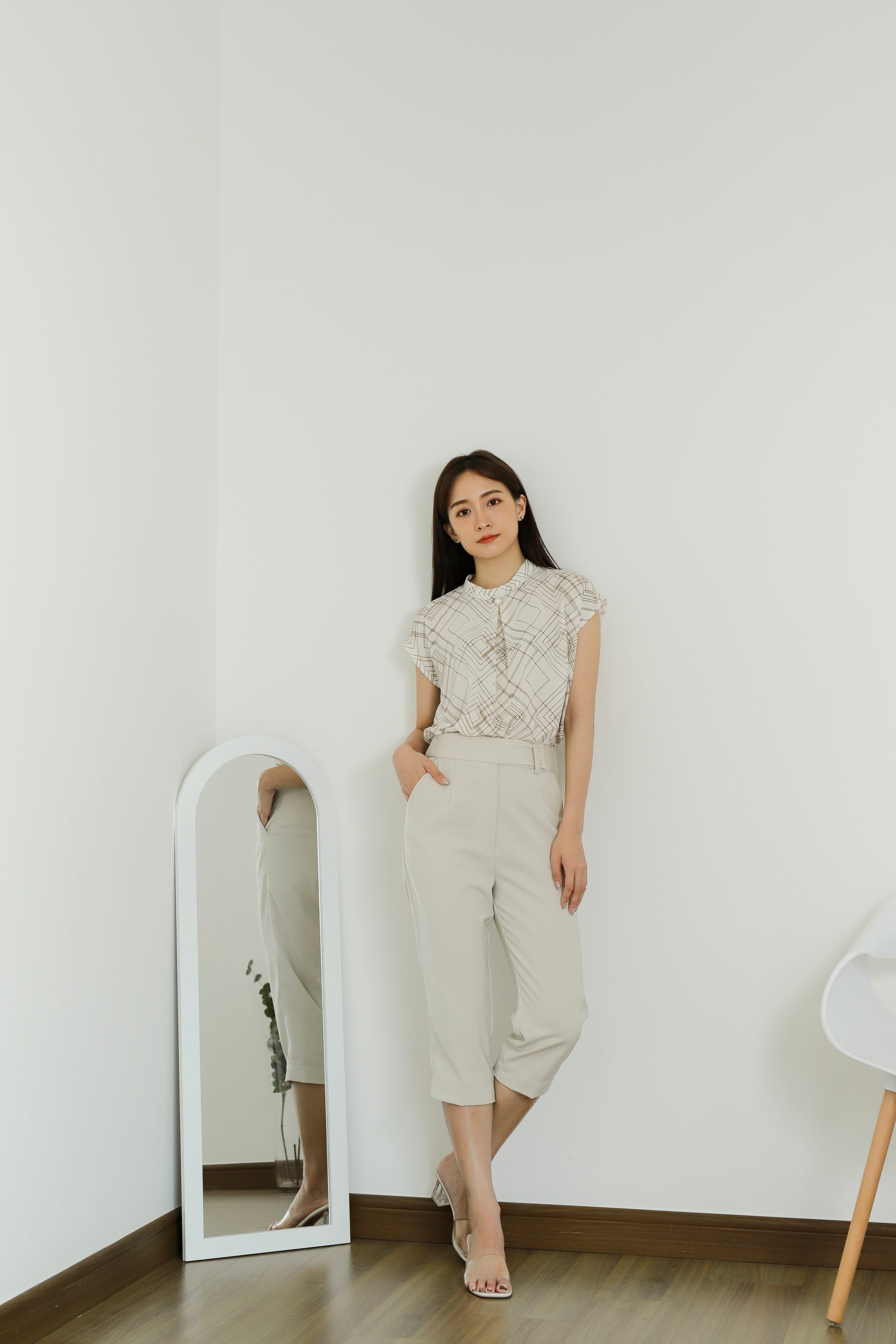 Estelle Abstract Print Top - Ivory