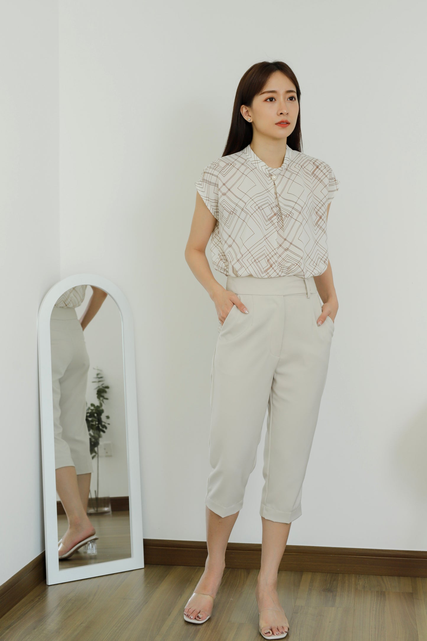Estelle Abstract Print Top - Ivory