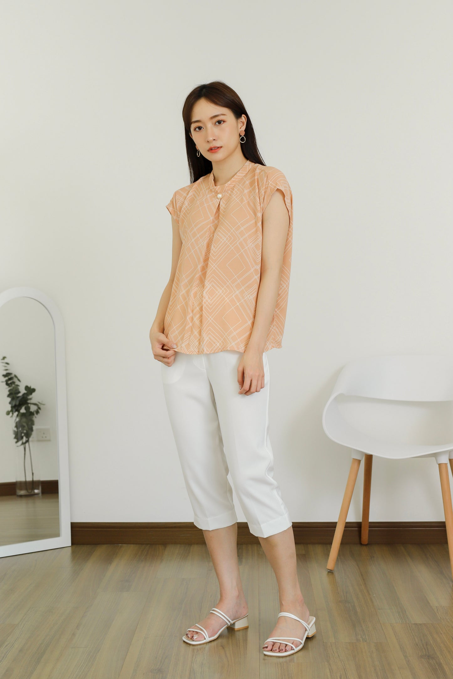 Estelle Abstract Print Top - Nude
