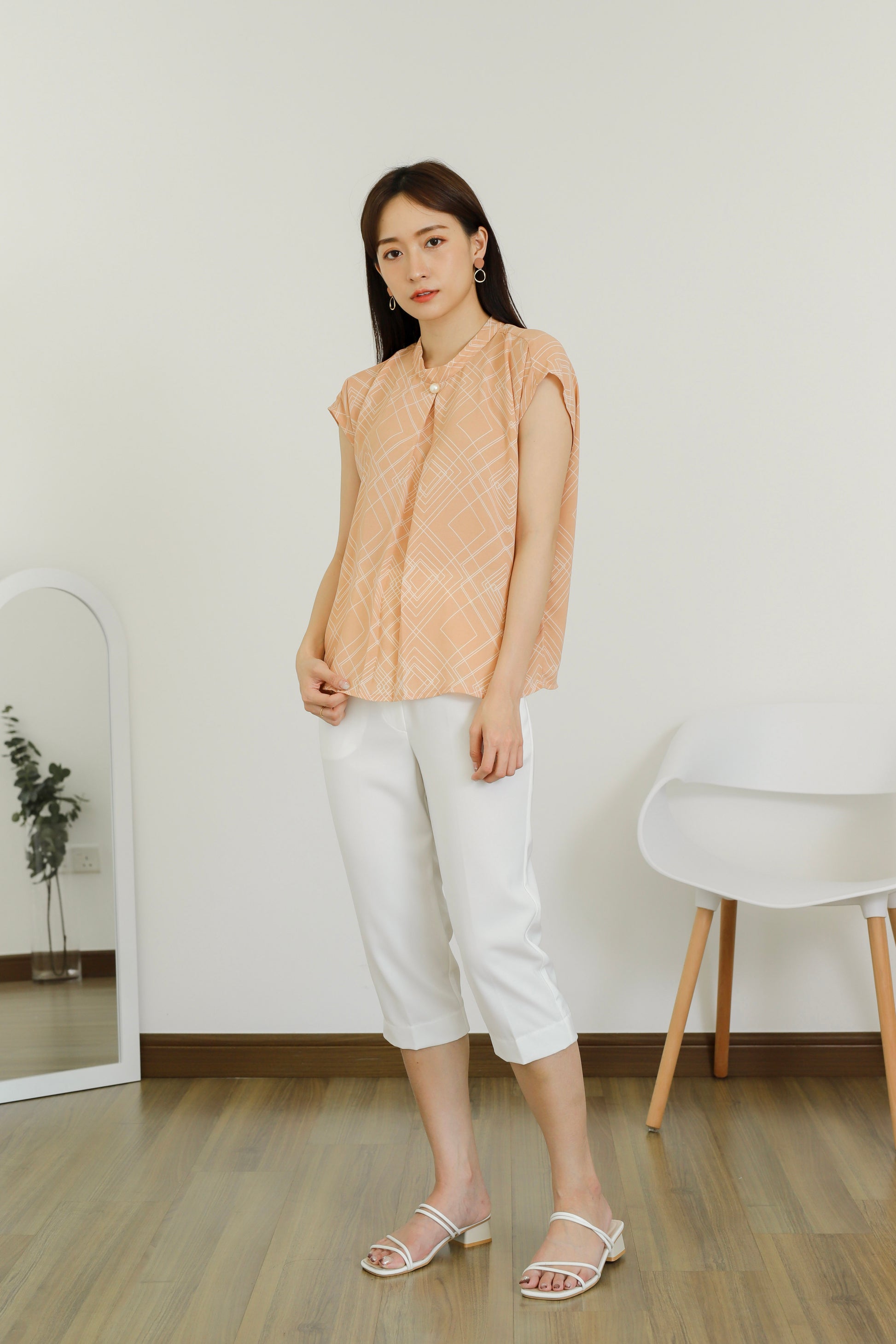 Estelle Abstract Print Top - Nude