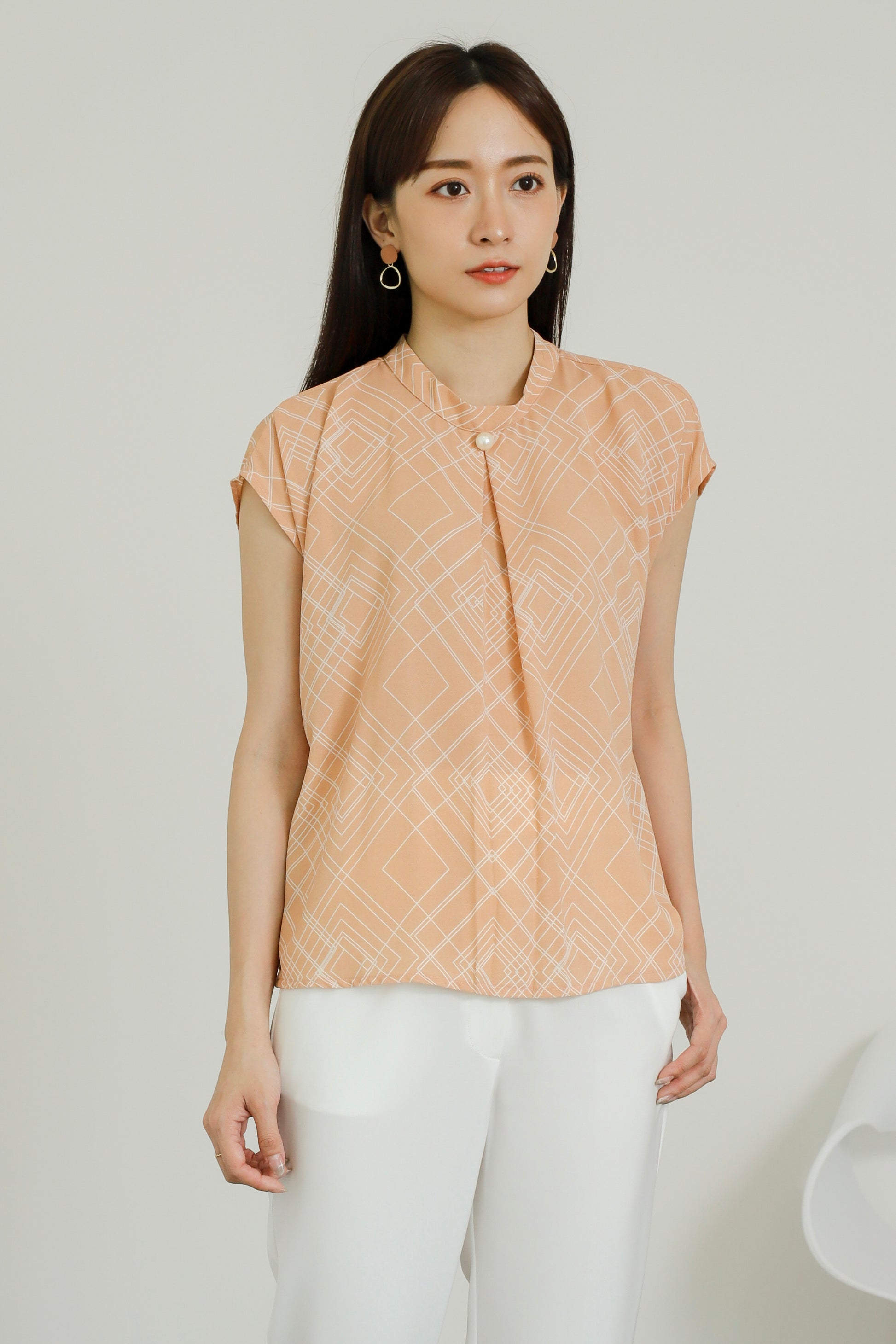 Estelle Abstract Print Top - Nude