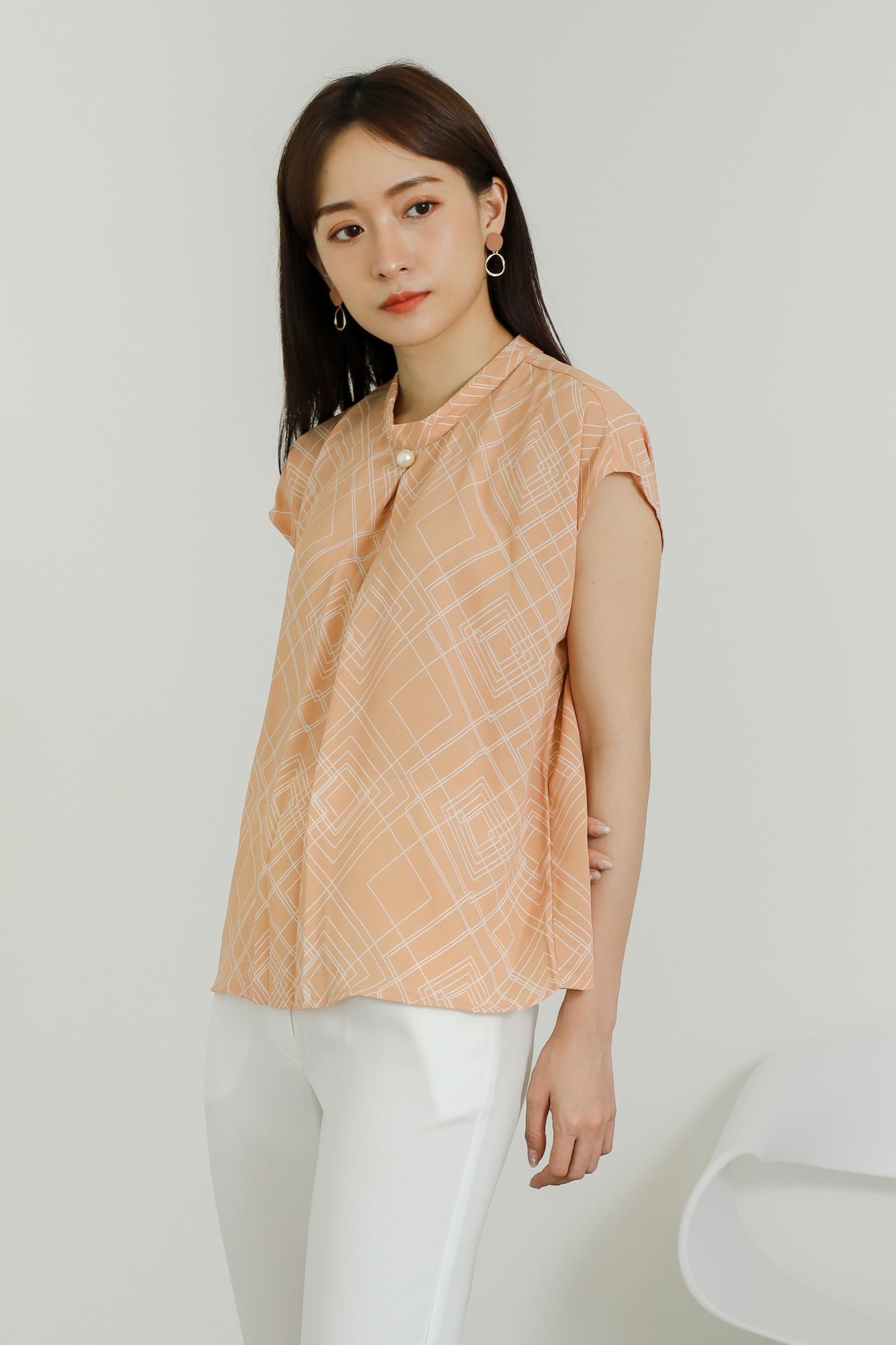 Estelle Abstract Print Top - Nude