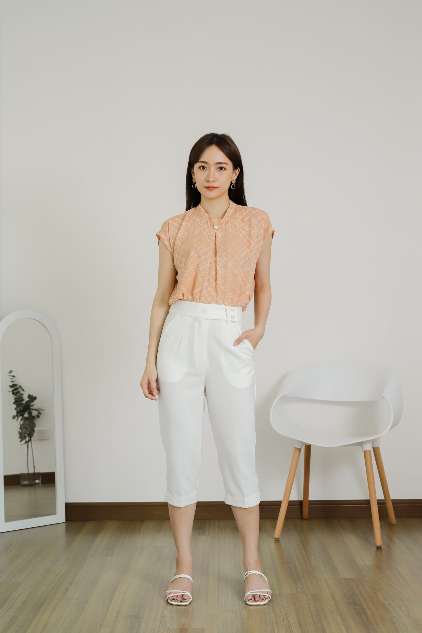 Estelle Abstract Print Top - Nude