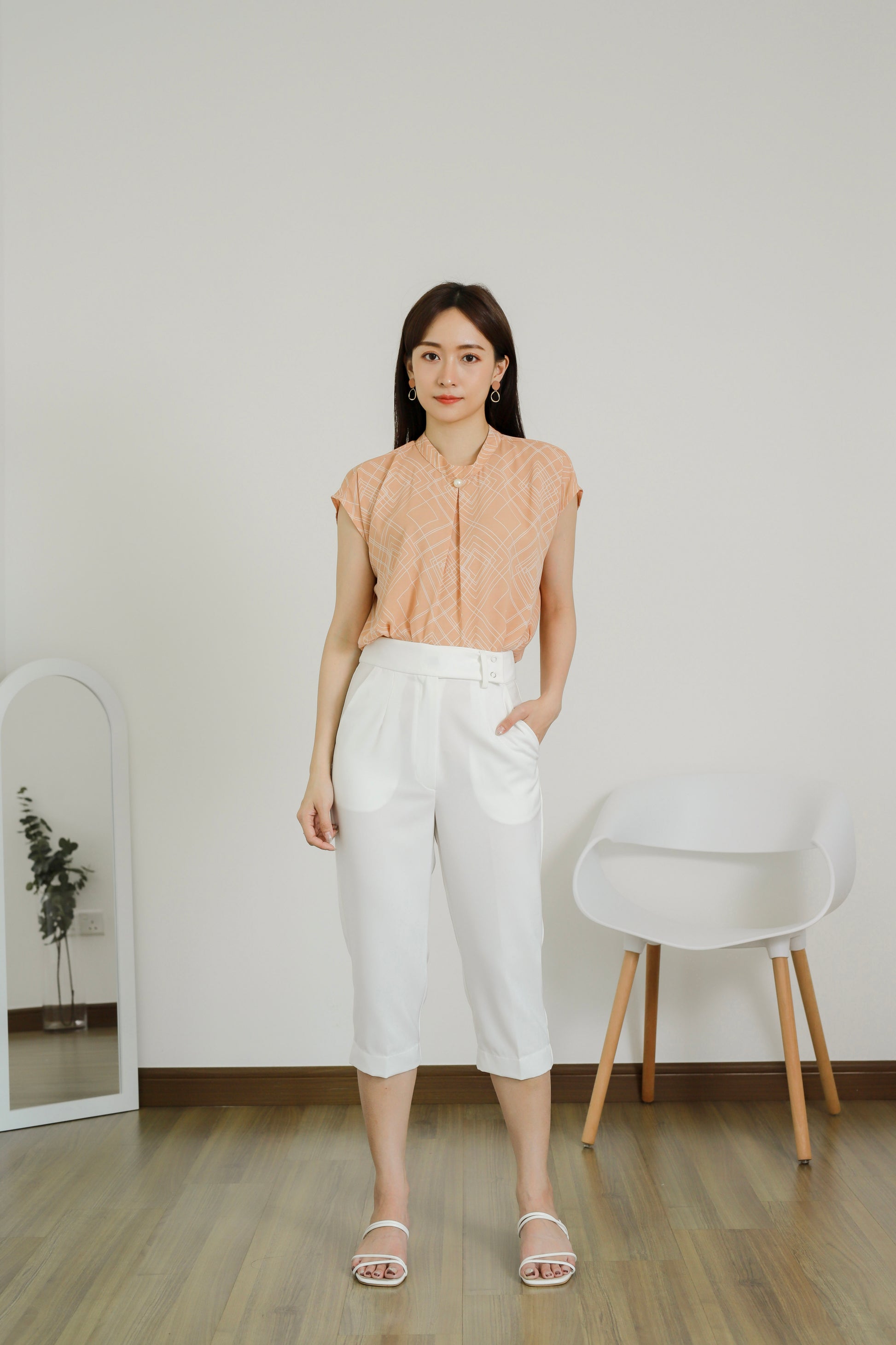 Estelle Abstract Print Top - Nude