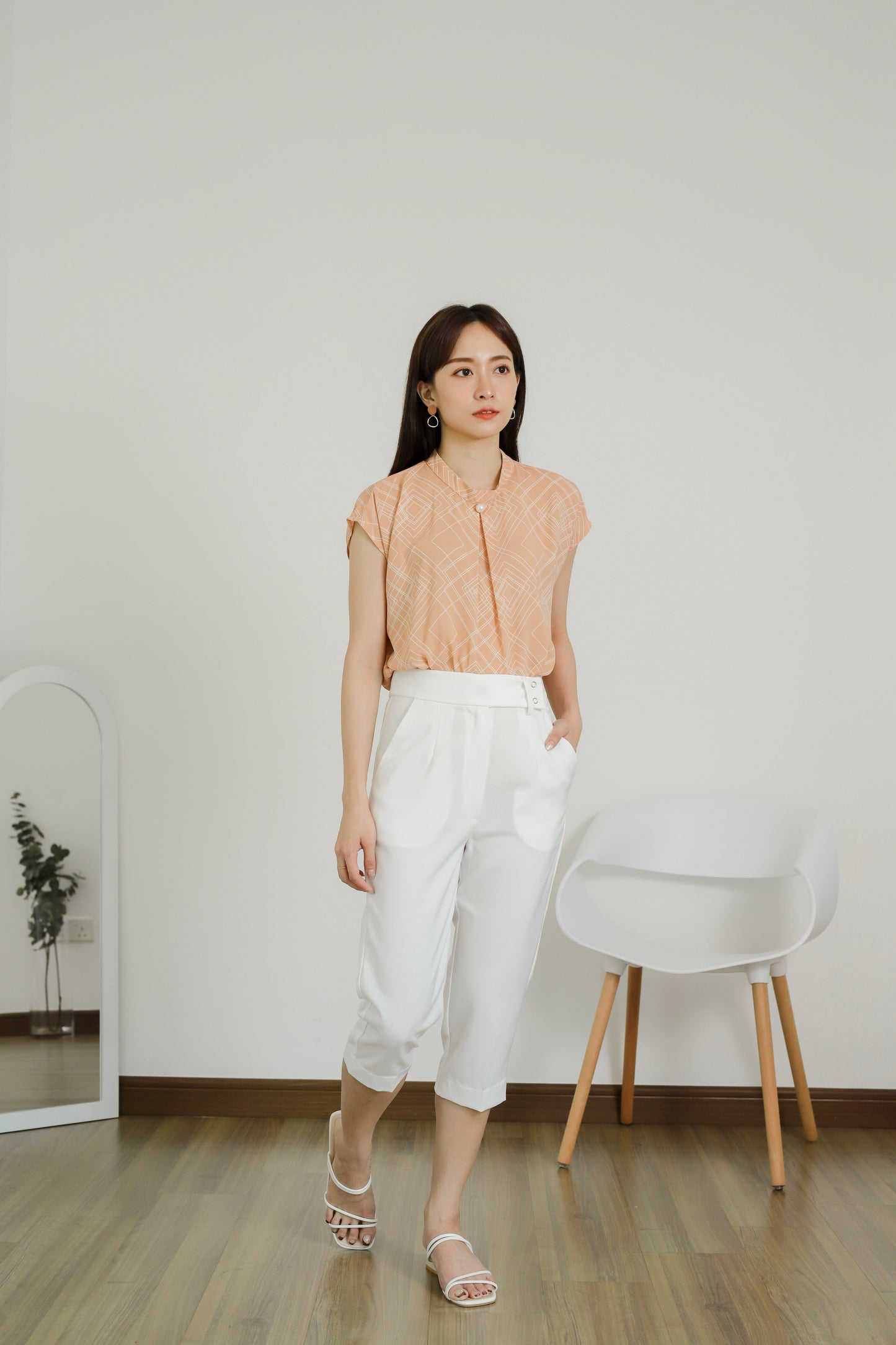 Estelle Abstract Print Top - Nude