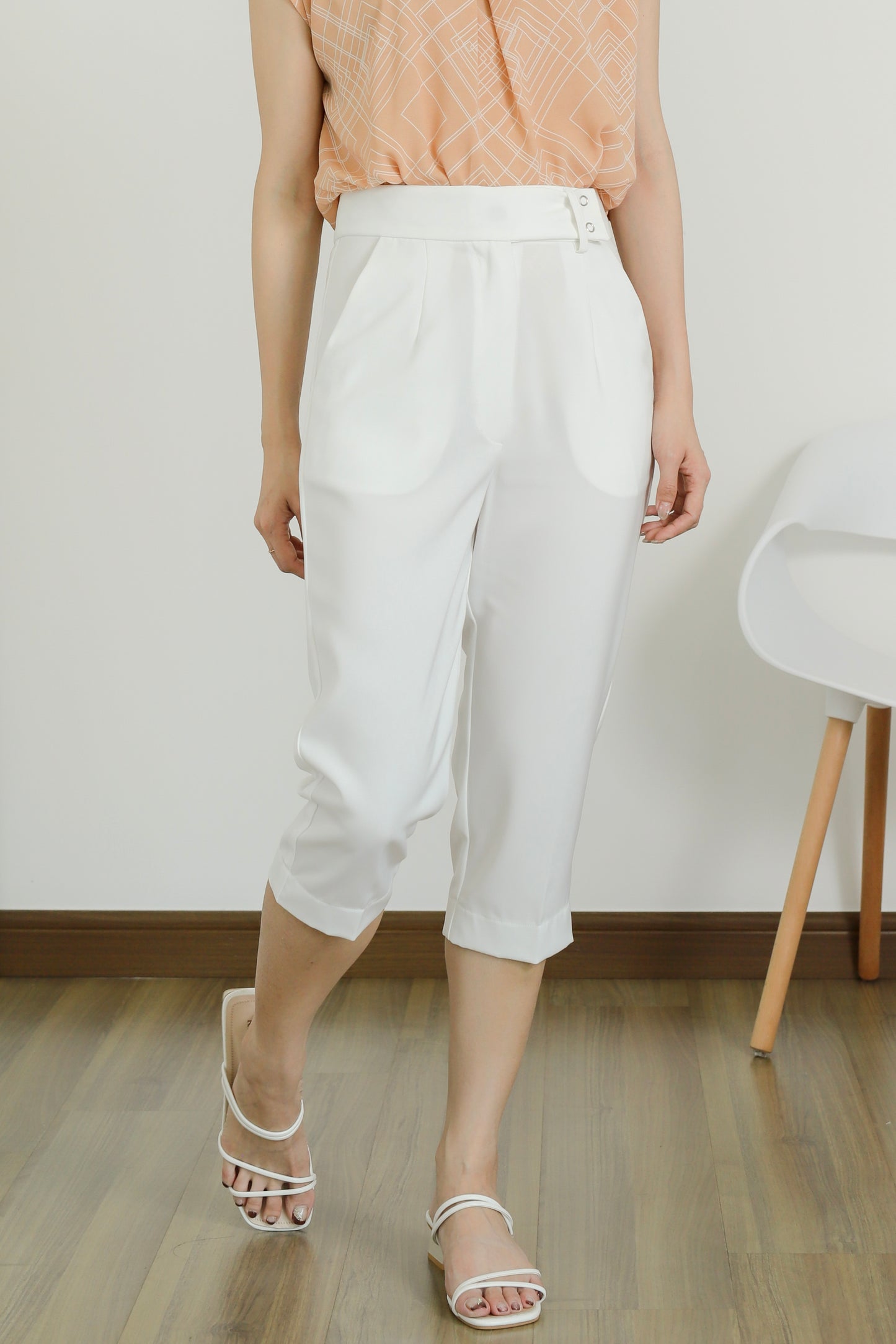 Loretta Snap Button Trouser - White
