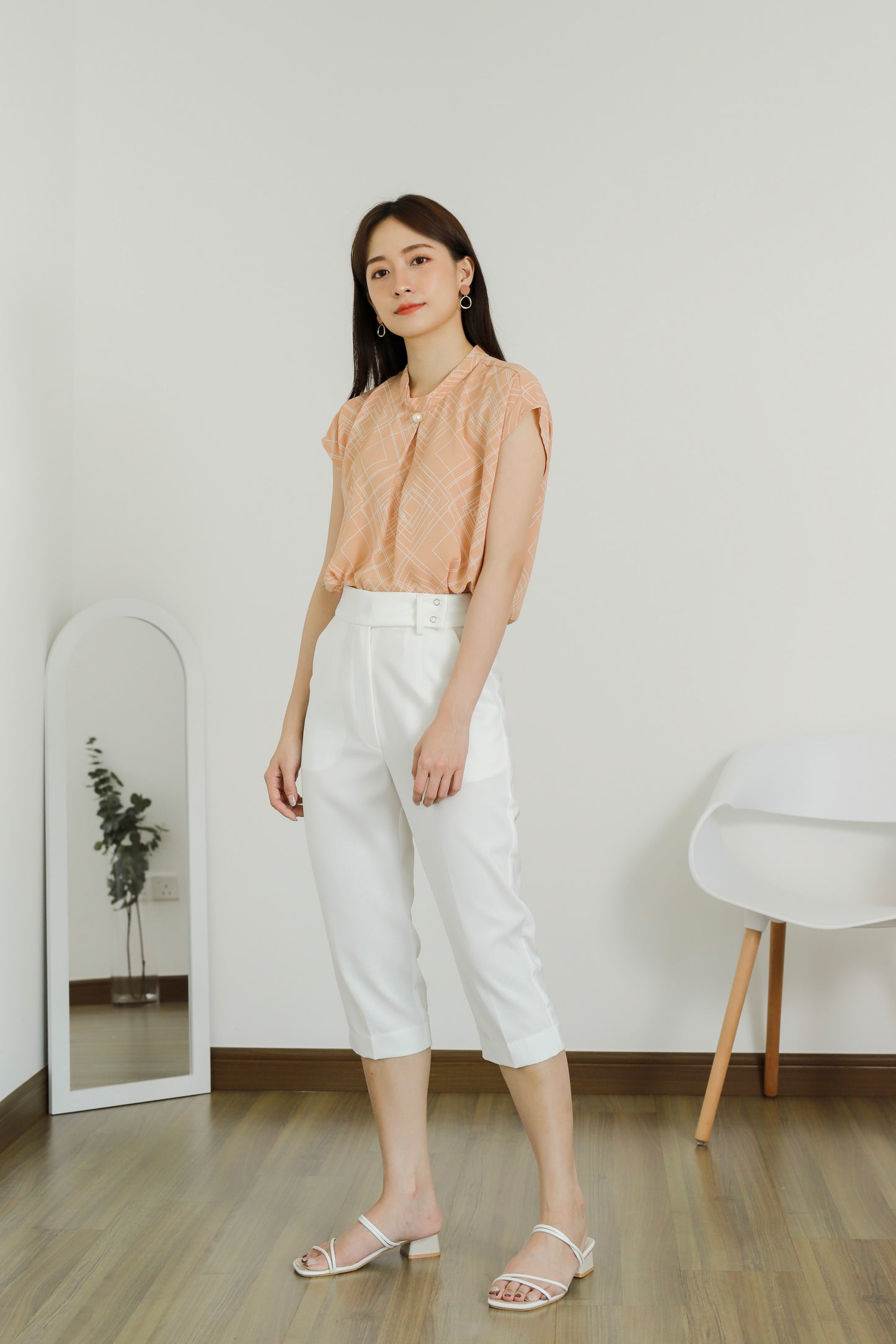 Loretta Snap Button Trouser - White