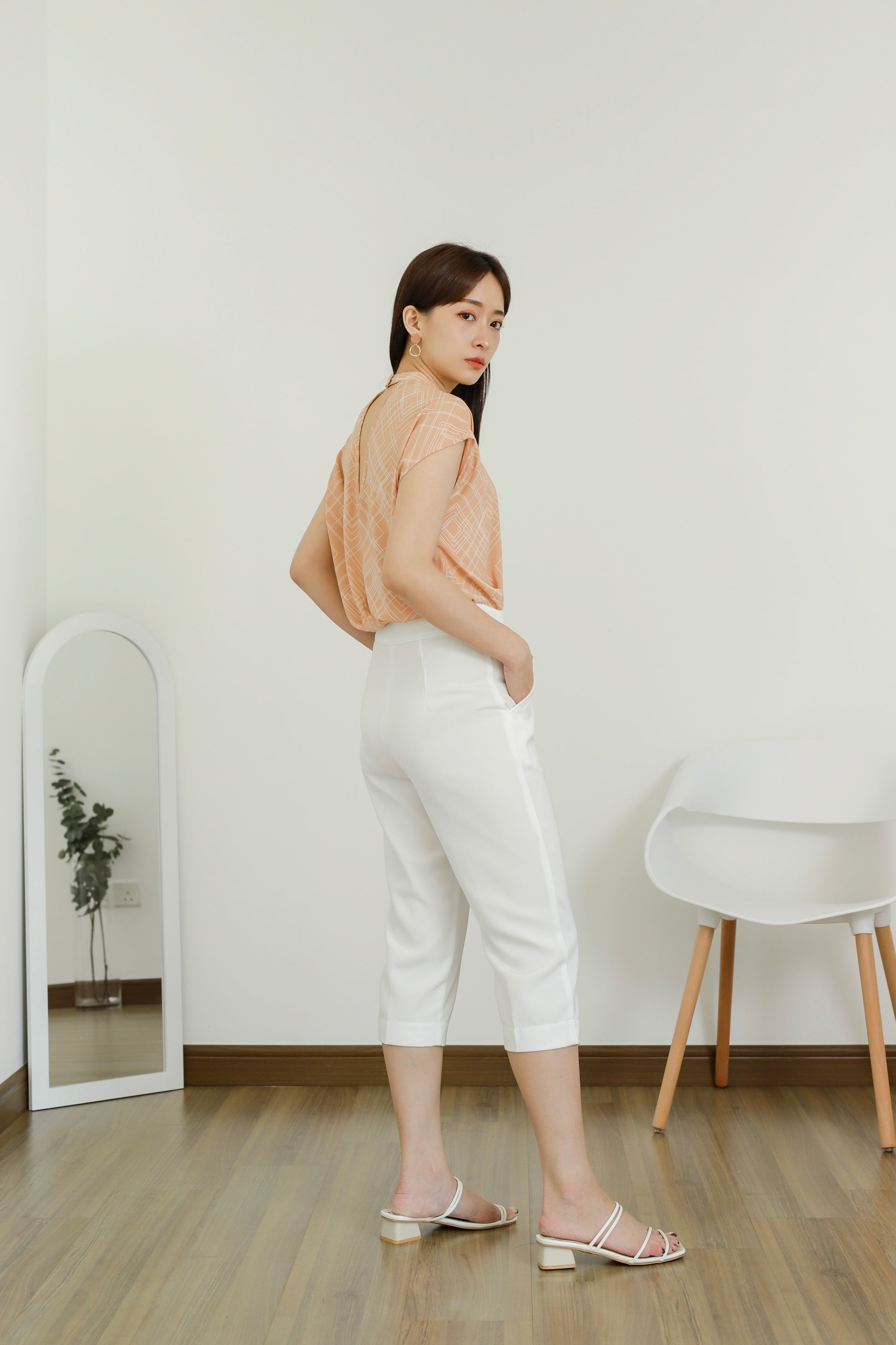 Loretta Snap Button Trouser - White