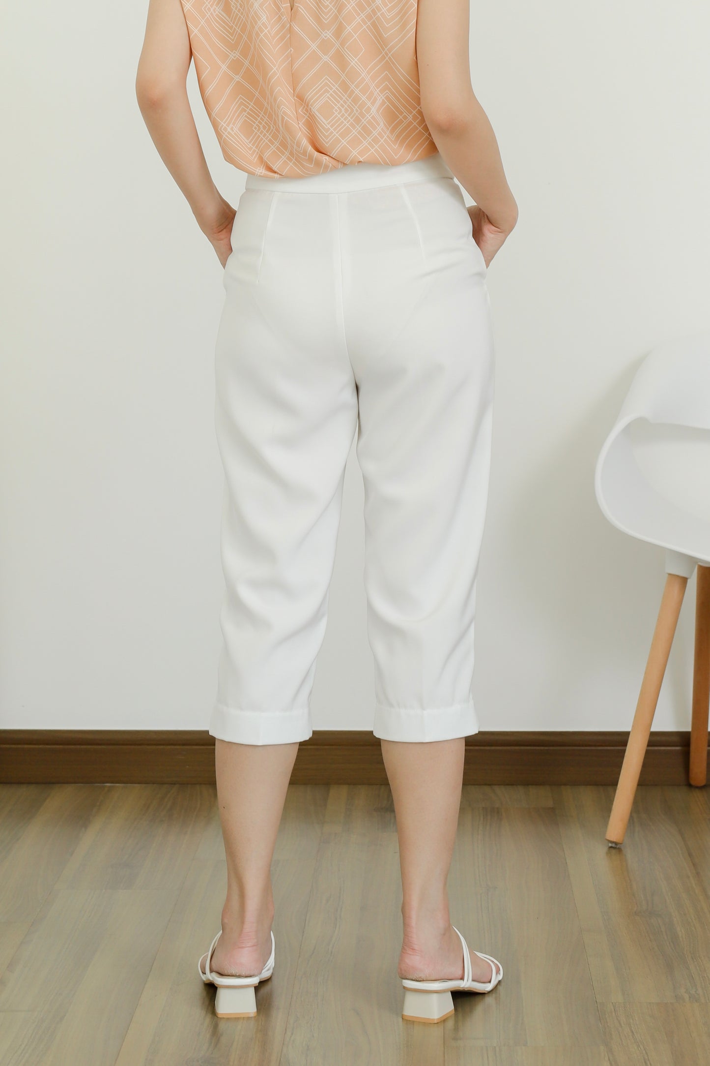 Loretta Snap Button Trouser - White