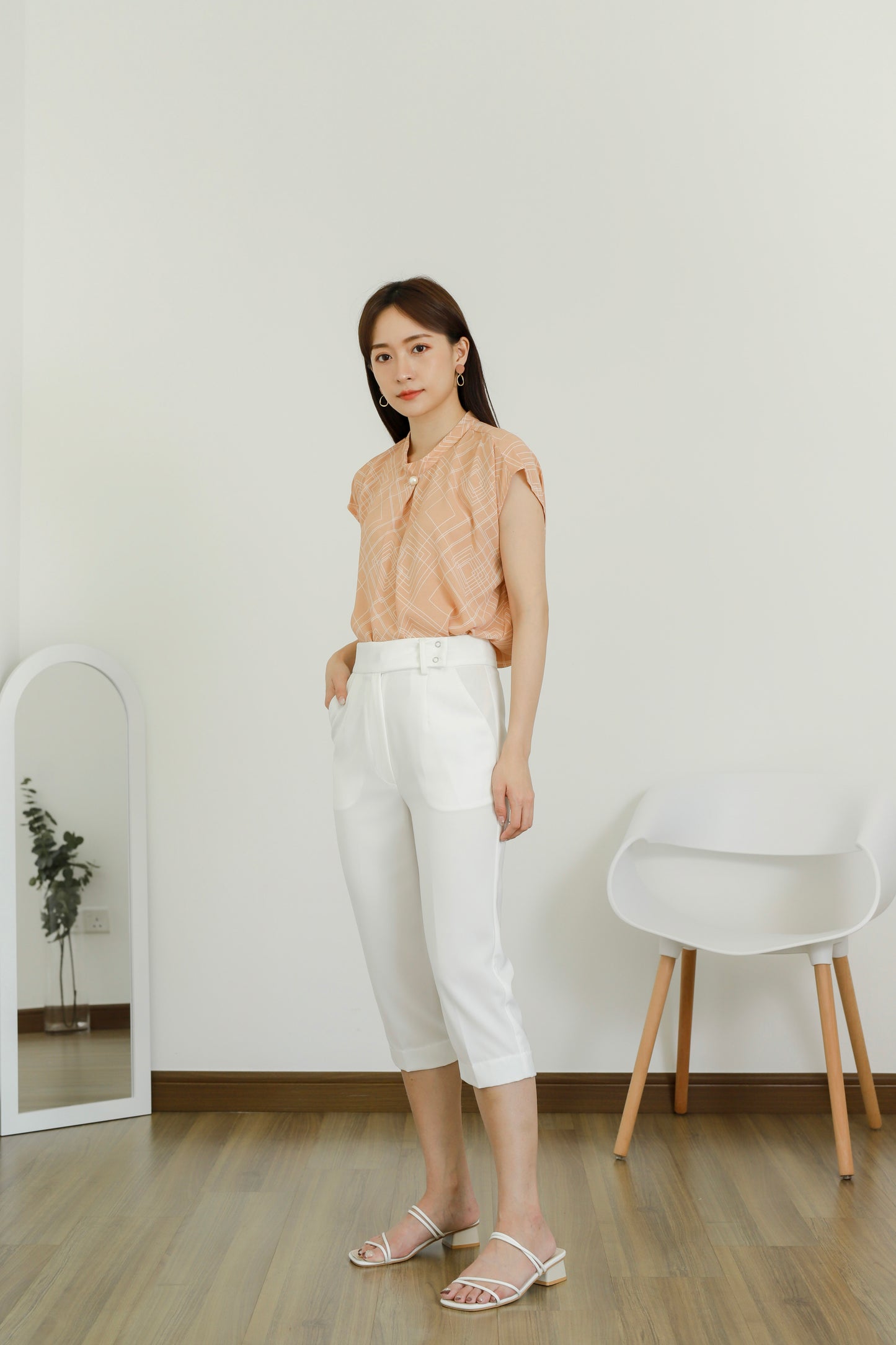 Estelle Abstract Print Top - Nude