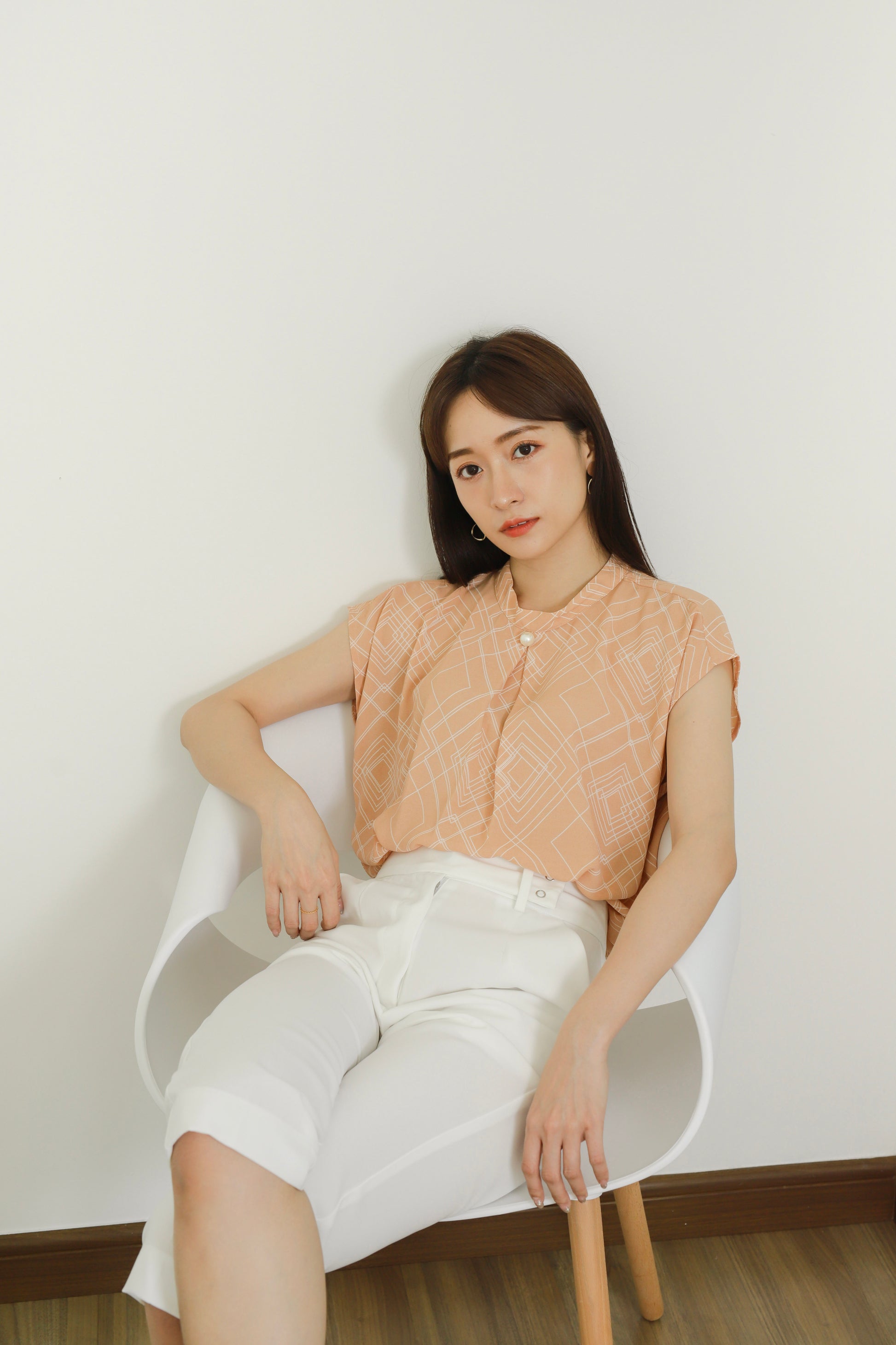 Estelle Abstract Print Top - Nude