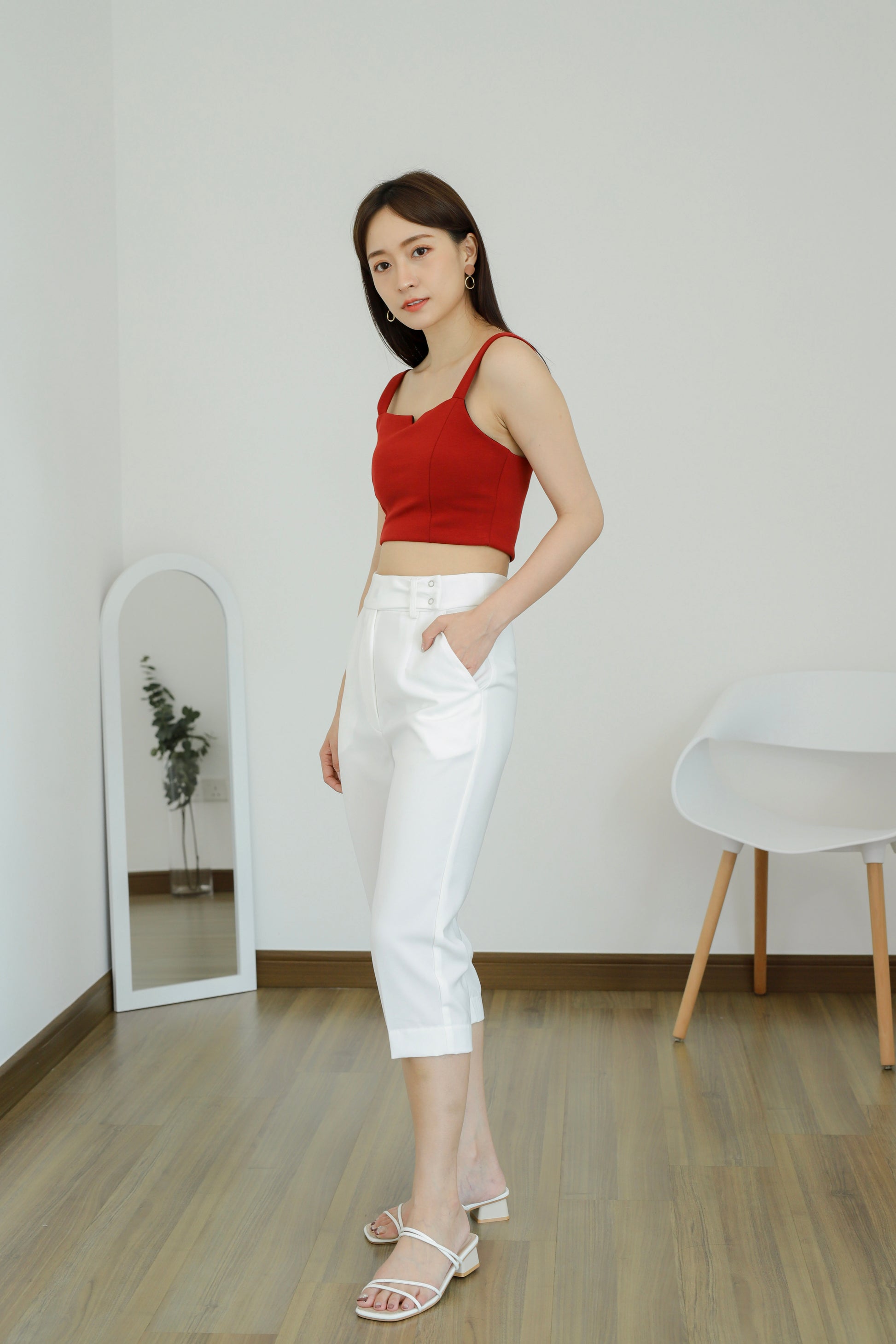 Loretta Snap Button Trouser - White
