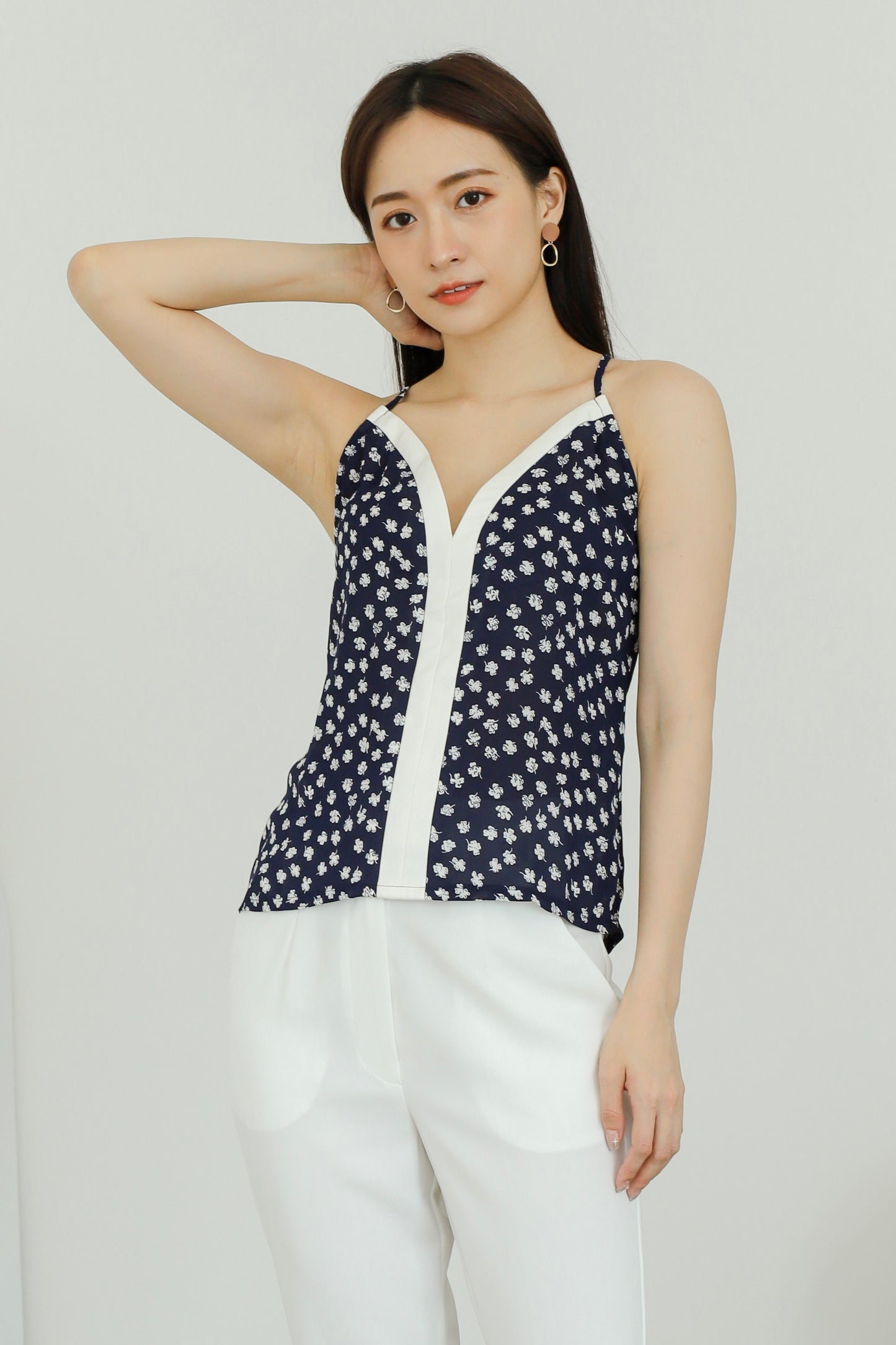 Mabel Contrast Top - Navy