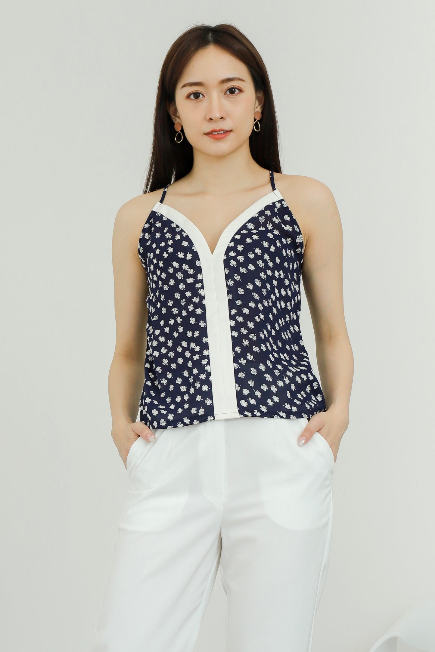 Mabel Contrast Top - Navy