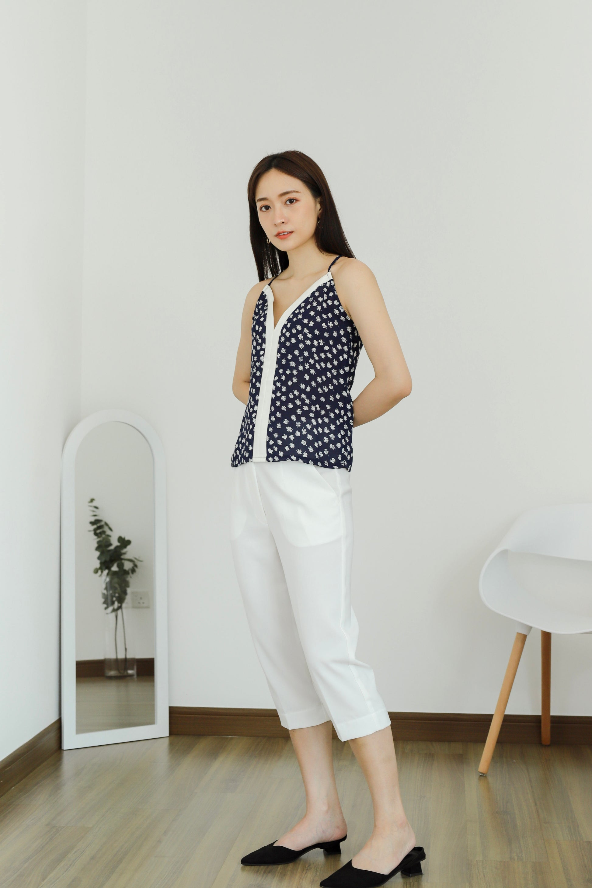 Mabel Contrast Top - Navy