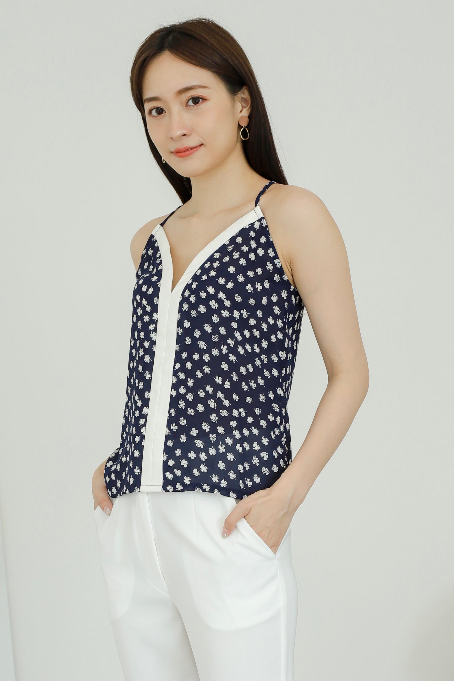 Mabel Contrast Top - Navy