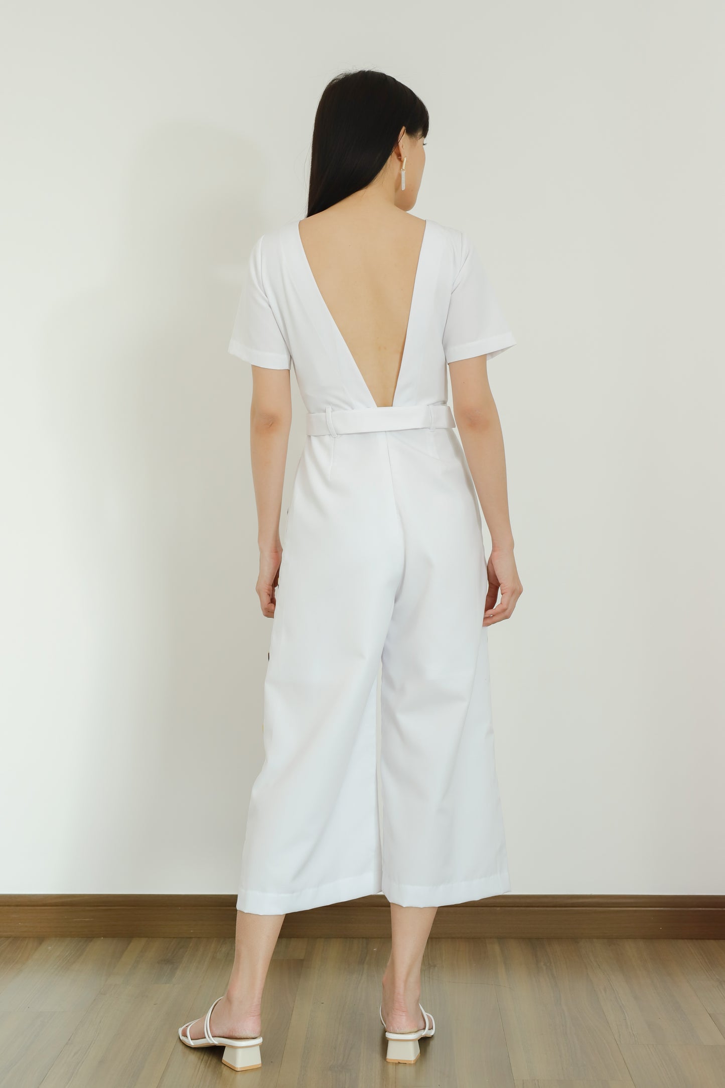 Aurelia Side Button Jumpsuit - White