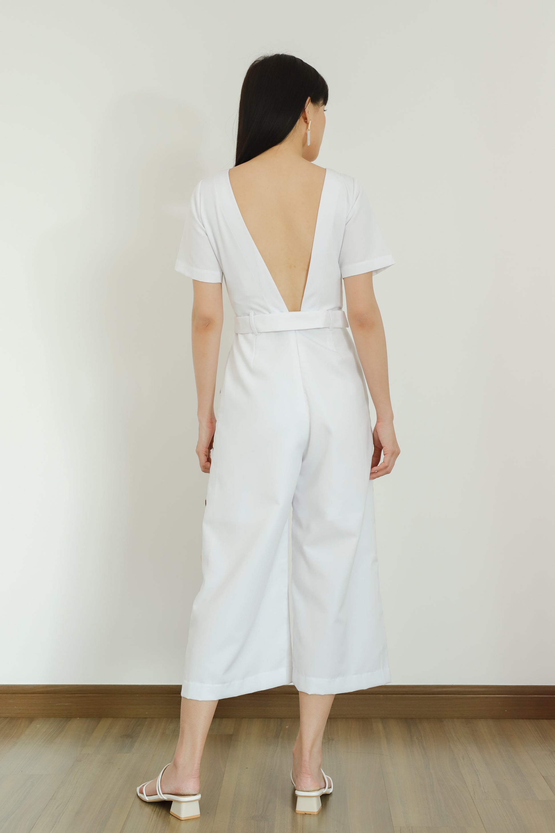 Aurelia Side Button Jumpsuit - White