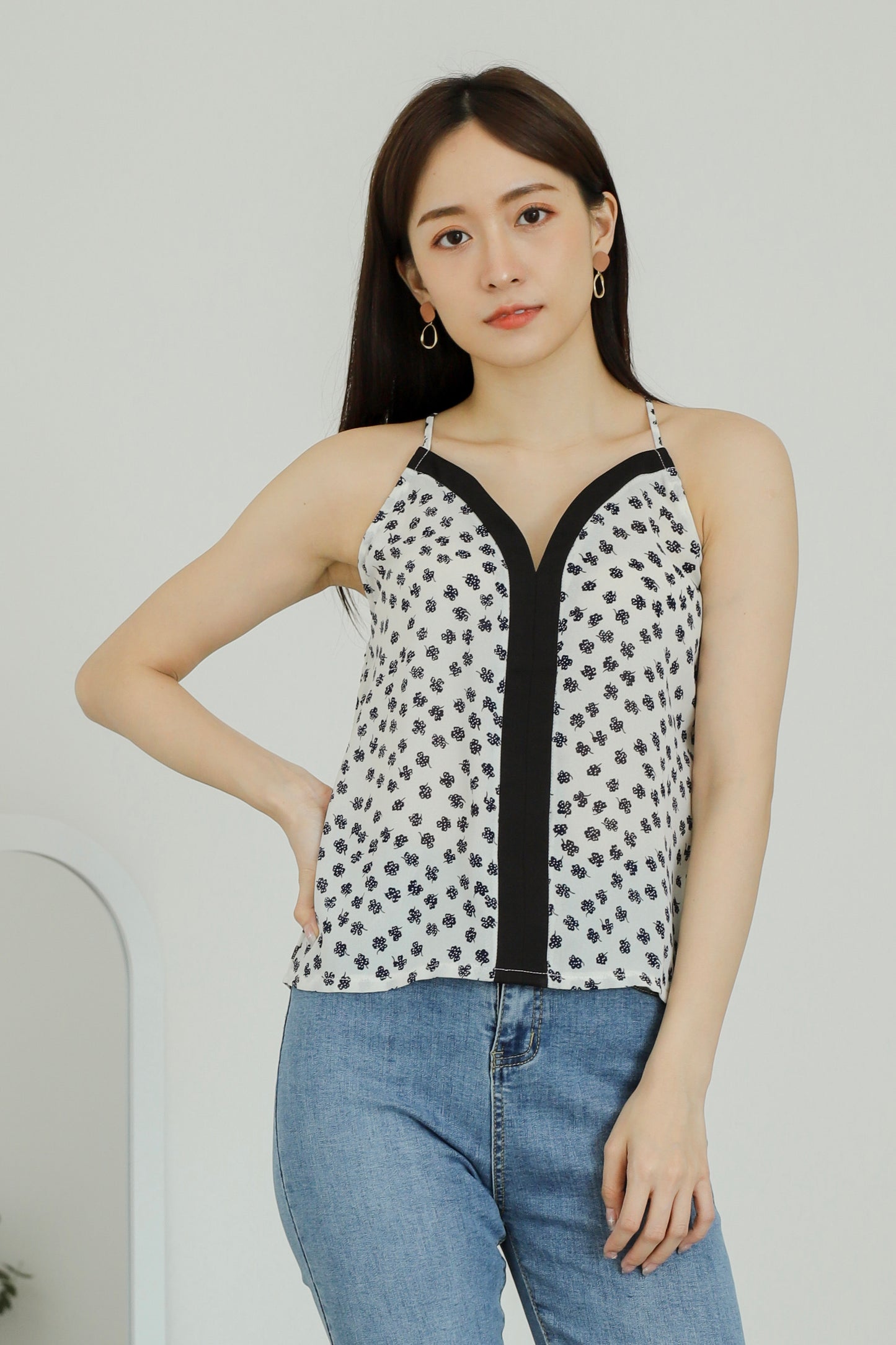 Mabel Contrast Top - Cream