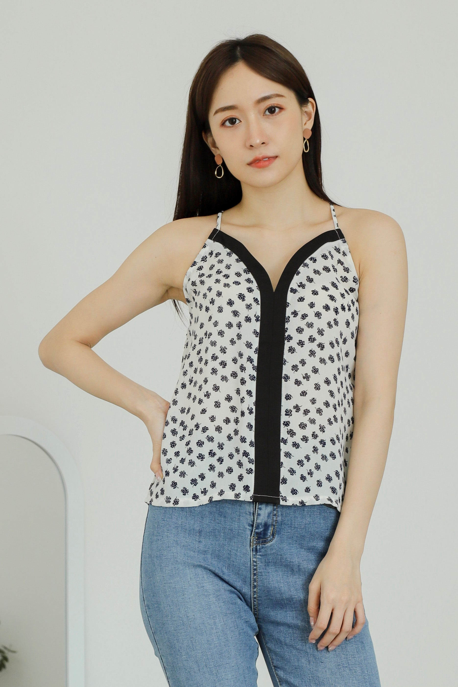 Mabel Contrast Top - Cream