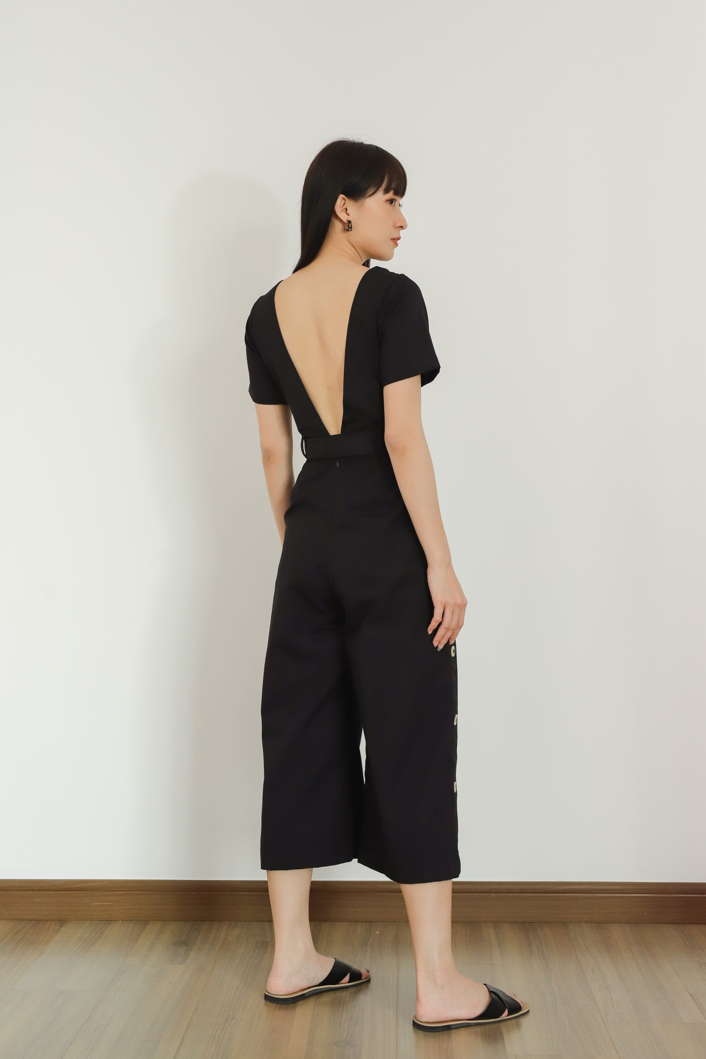 Aurelia Side Button Jumpsuit - Black