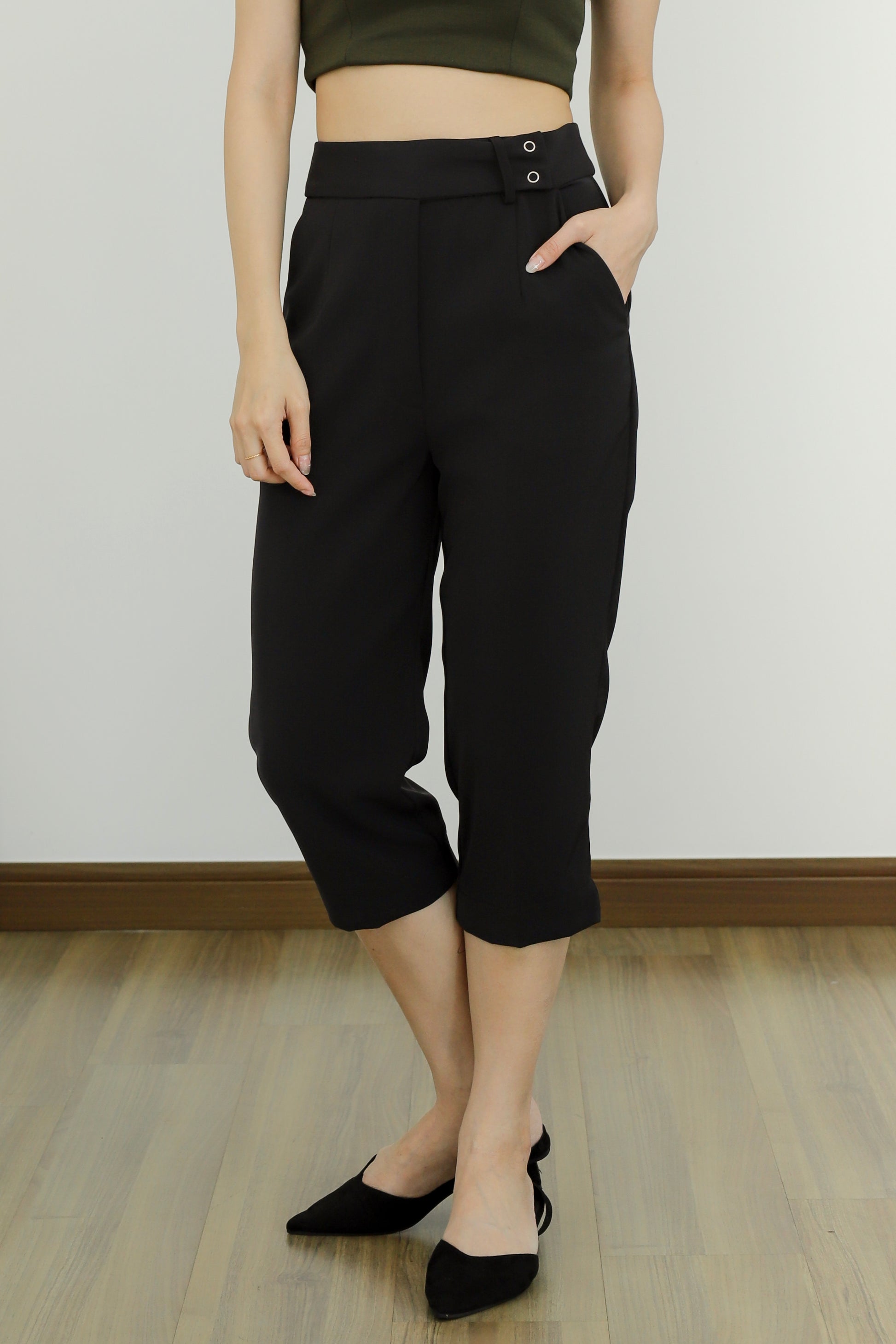 Loretta Snap Button Trouser - Black