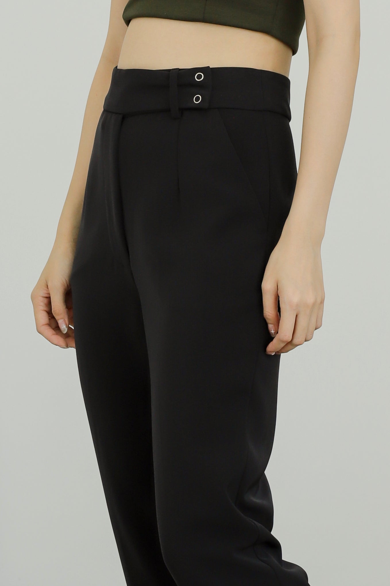 Loretta Snap Button Trouser - Black