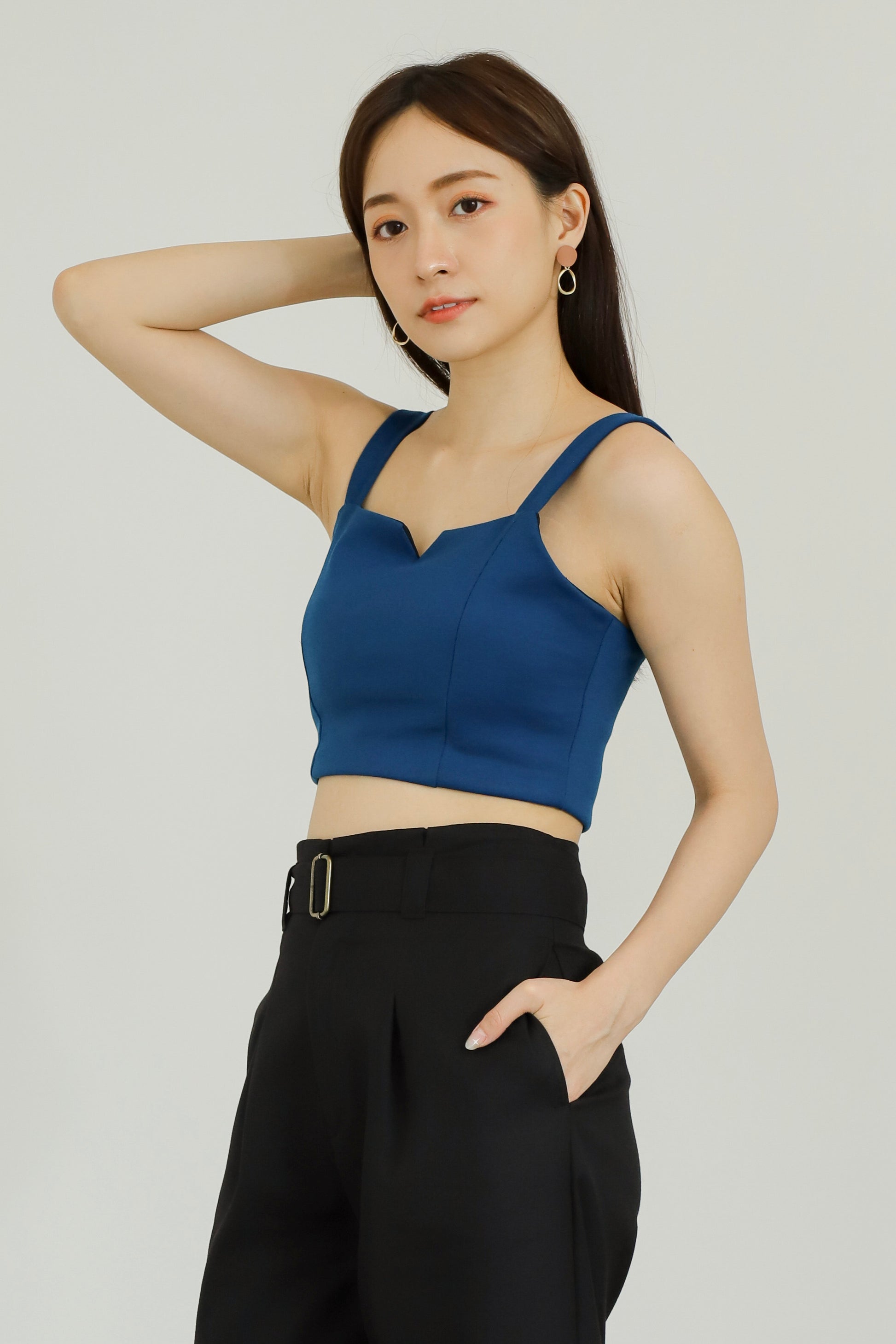 Vera Cropped Tank Top - Turquoise
