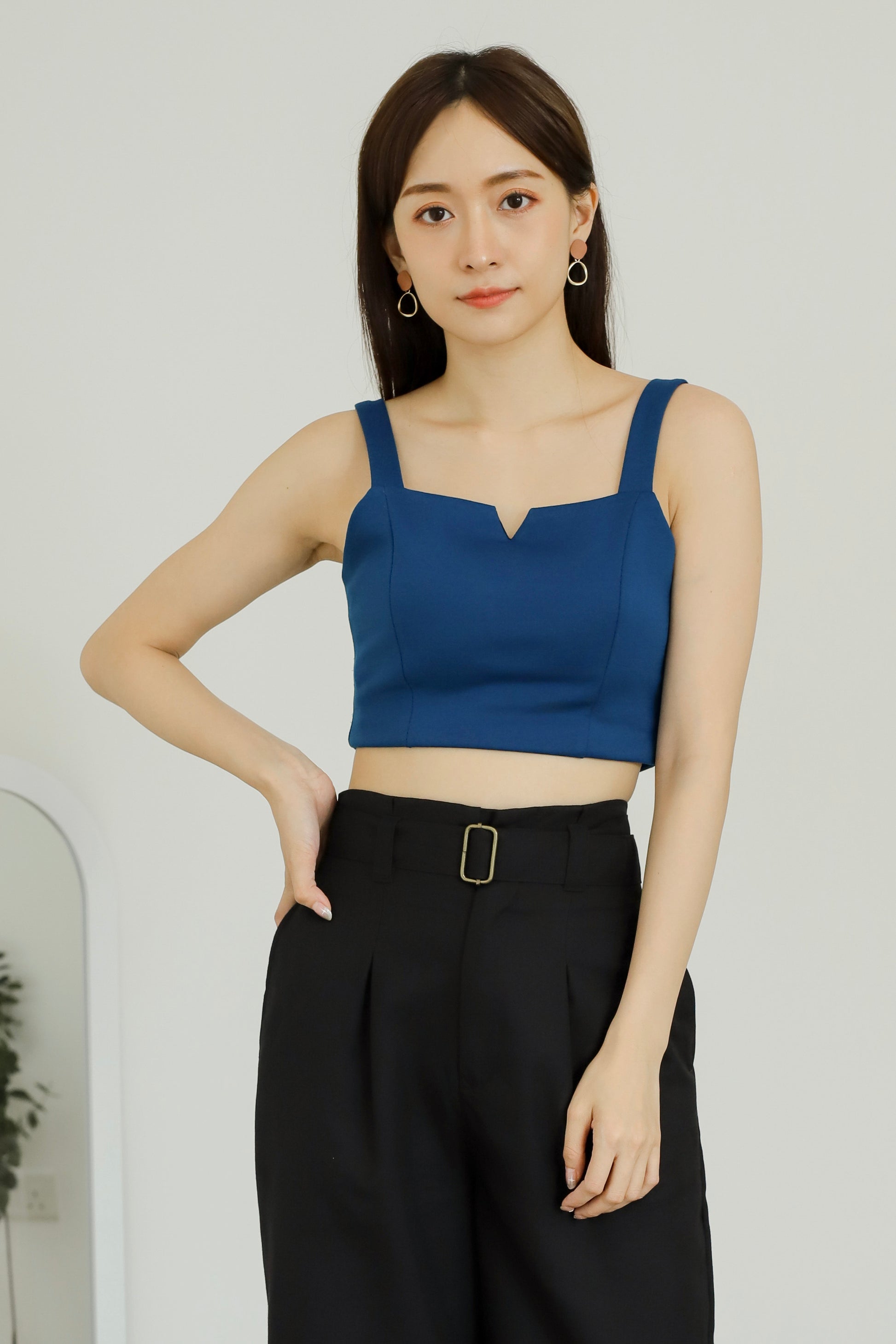 Vera Cropped Tank Top - Turquoise