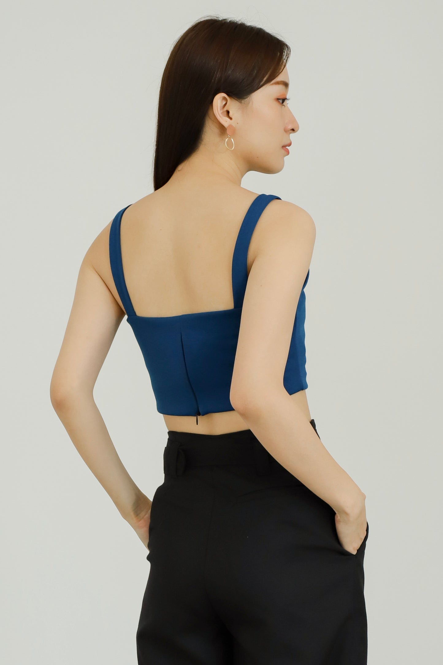 Vera Cropped Tank Top - Turquoise