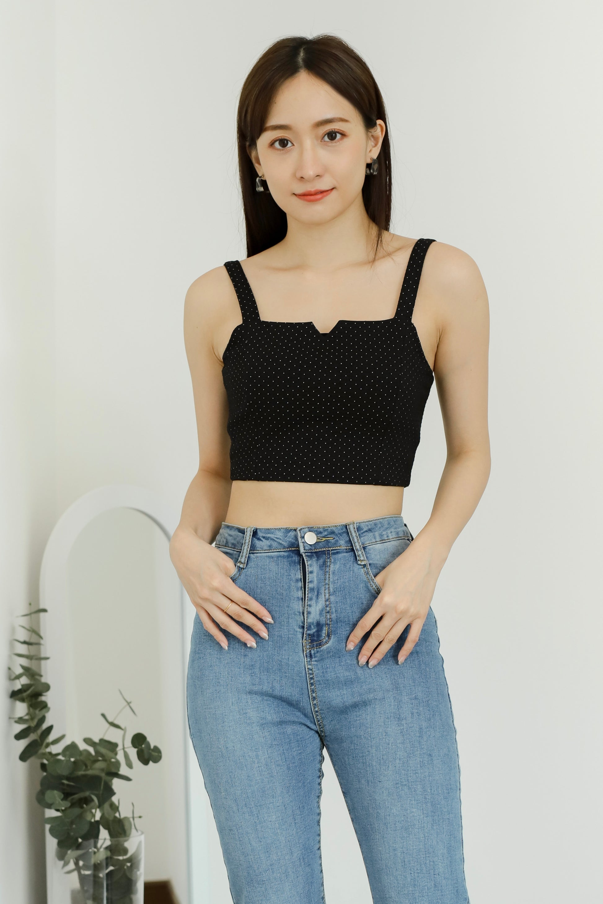 Vera Cropped Tank Top - Polka