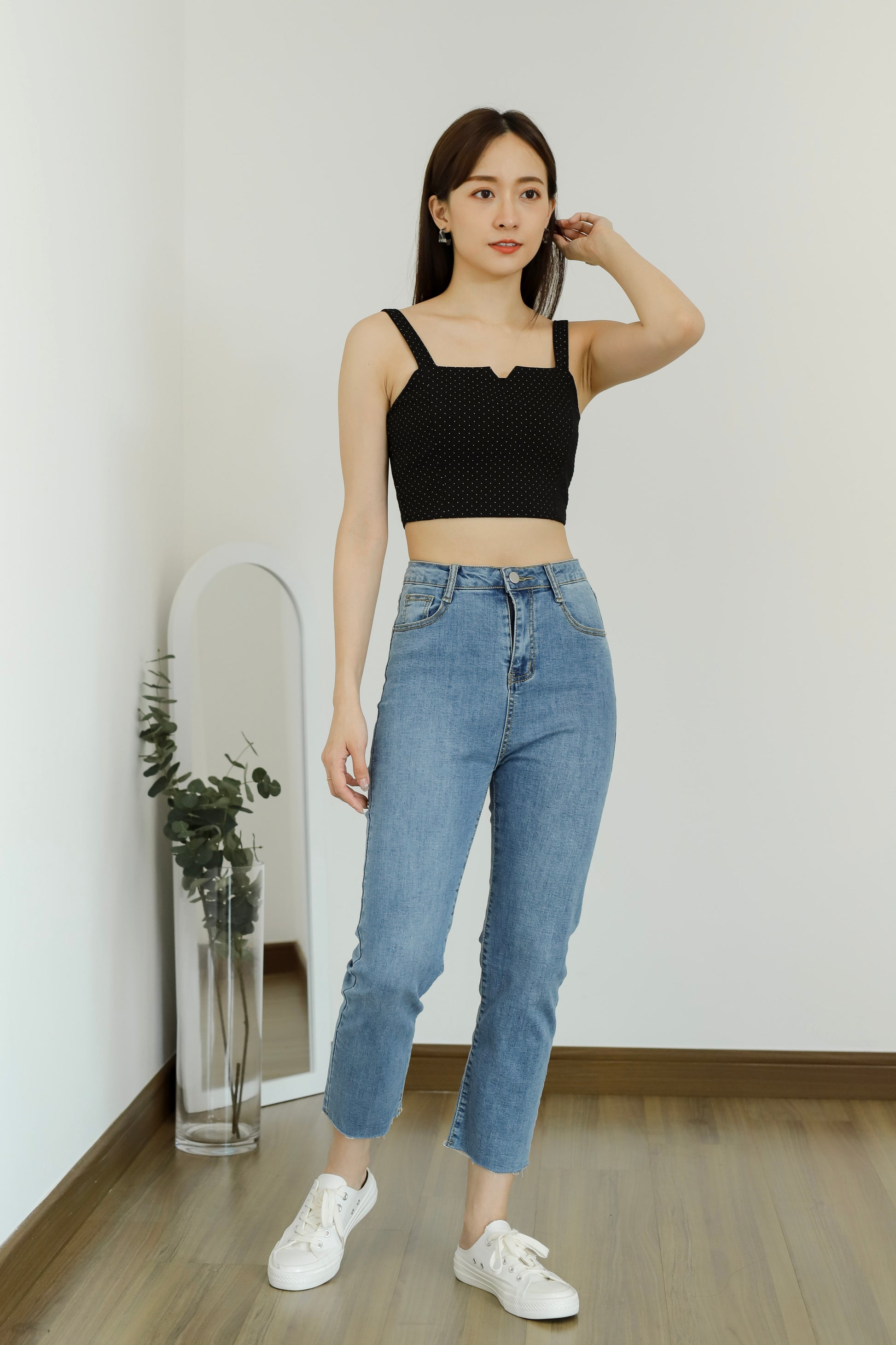 Vera Cropped Tank Top - Polka